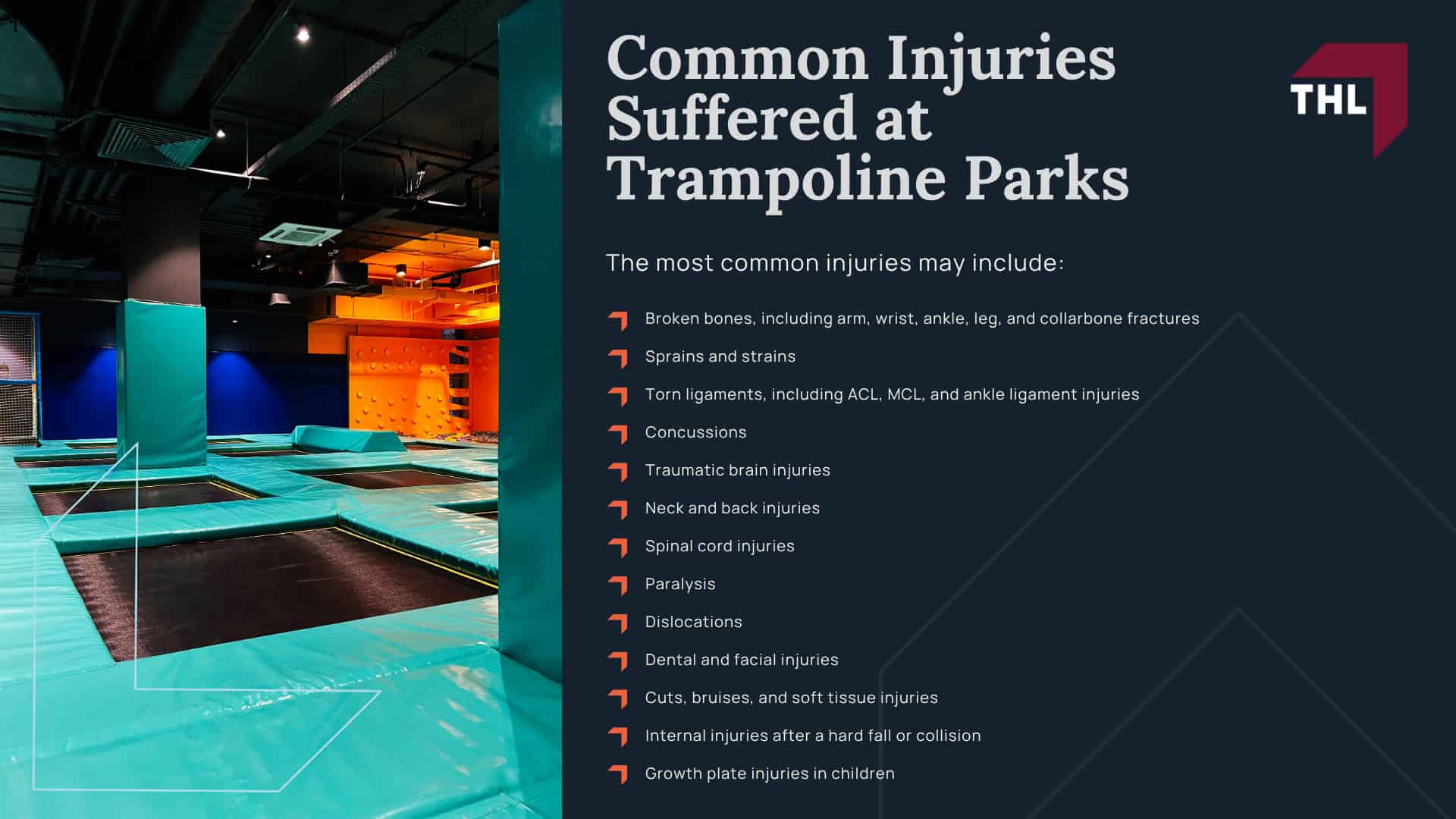 Trampoline Park Injury Lawsuits_ Was Your Child Injured; When a Trampoline Park Injury May Lead to a Lawsuit; Unsafe Equipment or Poor Maintenance; Lack of Supervision or Overcrowding; Lack of Supervision or Overcrowding (2); Common Injuries Suffered at Trampoline Parks