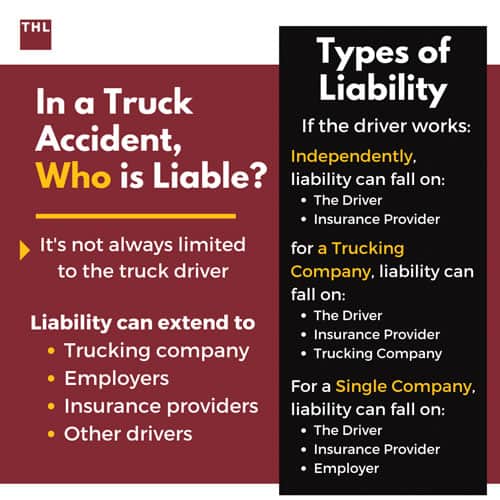 Truck Accident; truck accident liability; truck driver liable; truck insurance liability; truck company liability;