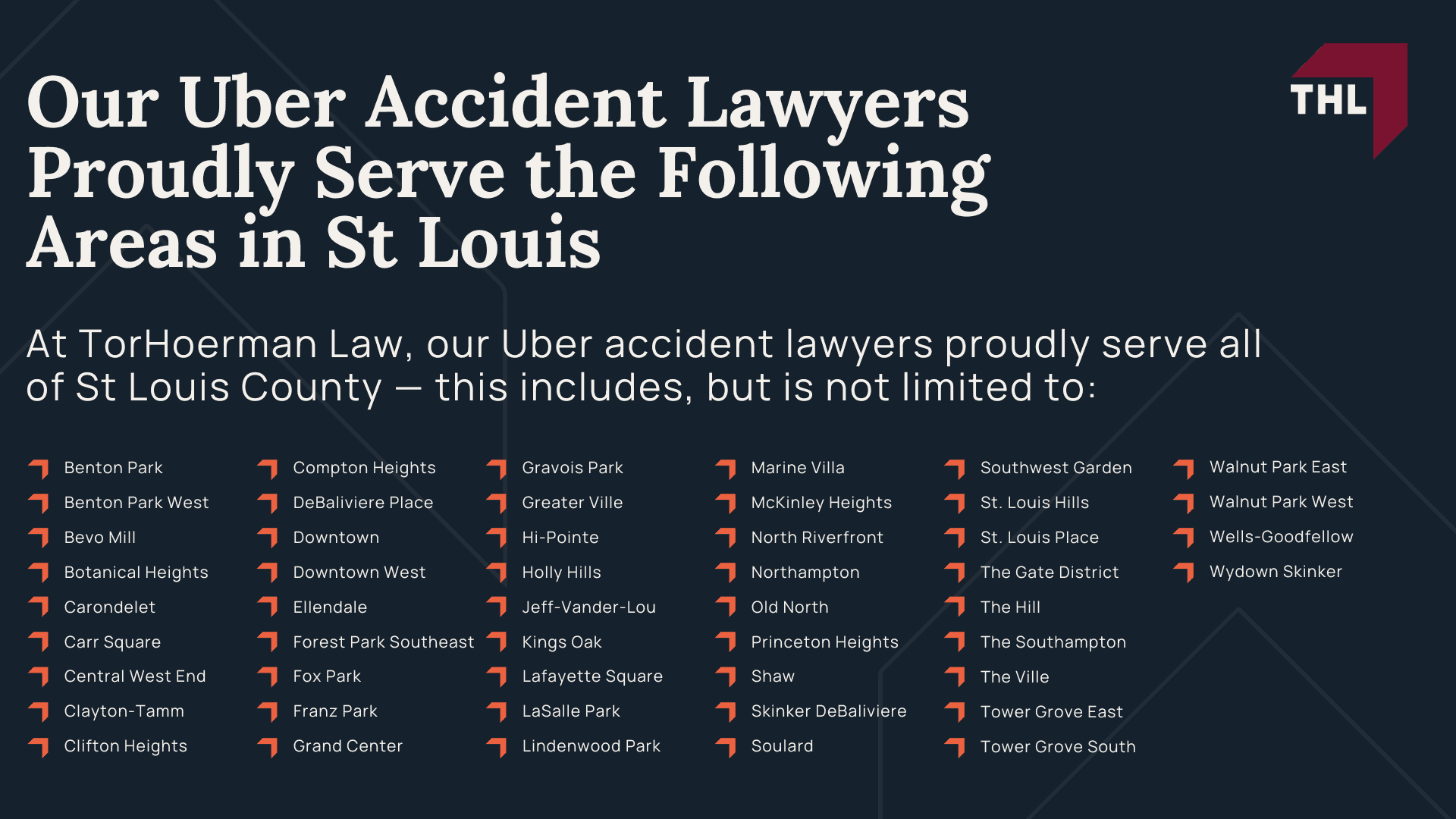 Our Uber Accident Lawyers Proudly Serve the Following Areas in St Louis