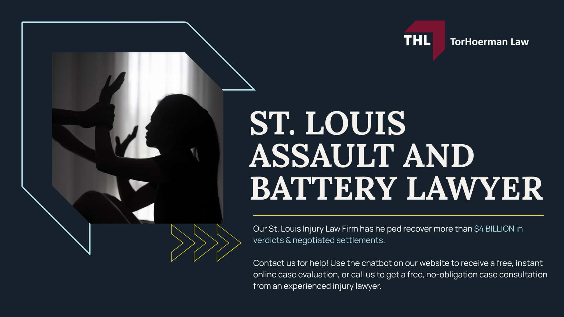 St. Louis Assault and Battery Lawyer; St. Louis Assault & Battery; What Do I Do if I Was the Victim of Assault or Battery; Criminal Charges vs. Civil Assault Lawsuits; Proving the Aggressor's Intent; St. Louis Sexual Assault Resources; TorHoerman Law_ St. Louis Assault & Battery Lawyer; Medical records and treatment bills Police reports Surveillance video Photos of injuries and the scene Witness statements Employment records showing lost income Communications before or after the incident 911 records Bodycam or dashcam footage, if available Protective order paperwork Prior incident records at the location Security staffing records Photos of damaged property Screenshots of threats or communications; Gathering Evidence for Your Assault and Battery Claim; How to Prove Liability in an Assault and Battery Case; Missouri Laws That Can Affect Your Claim; Do You Qualify for a Bicycle Accident Claim; TorHoerman Law_ St. Louis Assault and Battery Lawyers