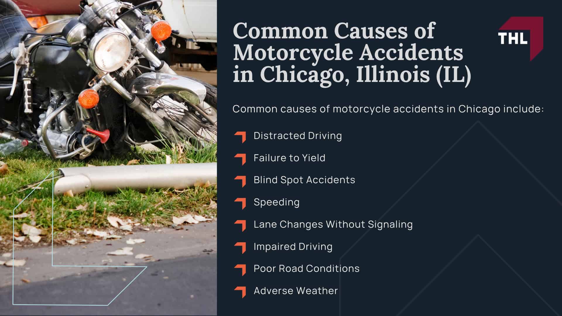 Our Chicago Motorcycle Accident Lawyers Get Results; Our Chicago Truck Accident Lawyers Get Results; How Much Does it Cost to Hire a Motorcycle Accident Lawyer; Steps to Take After a Motorcycle Accident in Chicago; Evidence in Motorcycle Accident Cases; Damages in a Chicago Motorcycle Accident Claim; The Legal Process for Motorcycle Accident Claims in Chicago; Common Motorcycle Accident Injuries in Chicago, Illinois (IL); Common Causes of Motorcycle Accidents in Chicago, Illinois (IL)