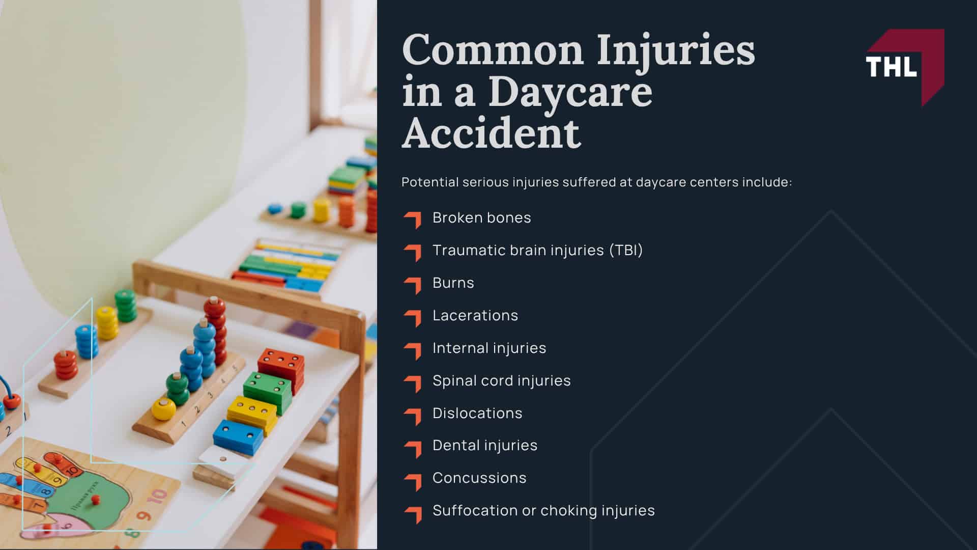 Meet Our Chicago Daycare Injury Lawyers; Our Founder and Experienced Chicago Daycare Injury Lawyer_ Tor Hoerman; How Much Does it Cost to Hire a Chicago Child Injury Lawyer; Filing a Chicago Daycare Abuse Lawsuit; Steps to Take When a Child Suffers Injuries at a Daycare Center; Gathering Evidence for a Daycare Abuse Lawsuit; Assessing Damages in a Personal Injury Claim Against a Daycare Provider; What if I Signed a Daycare Liability Waiver; Common Injuries in a Daycare Accident; Common Injuries in a Daycare Accident