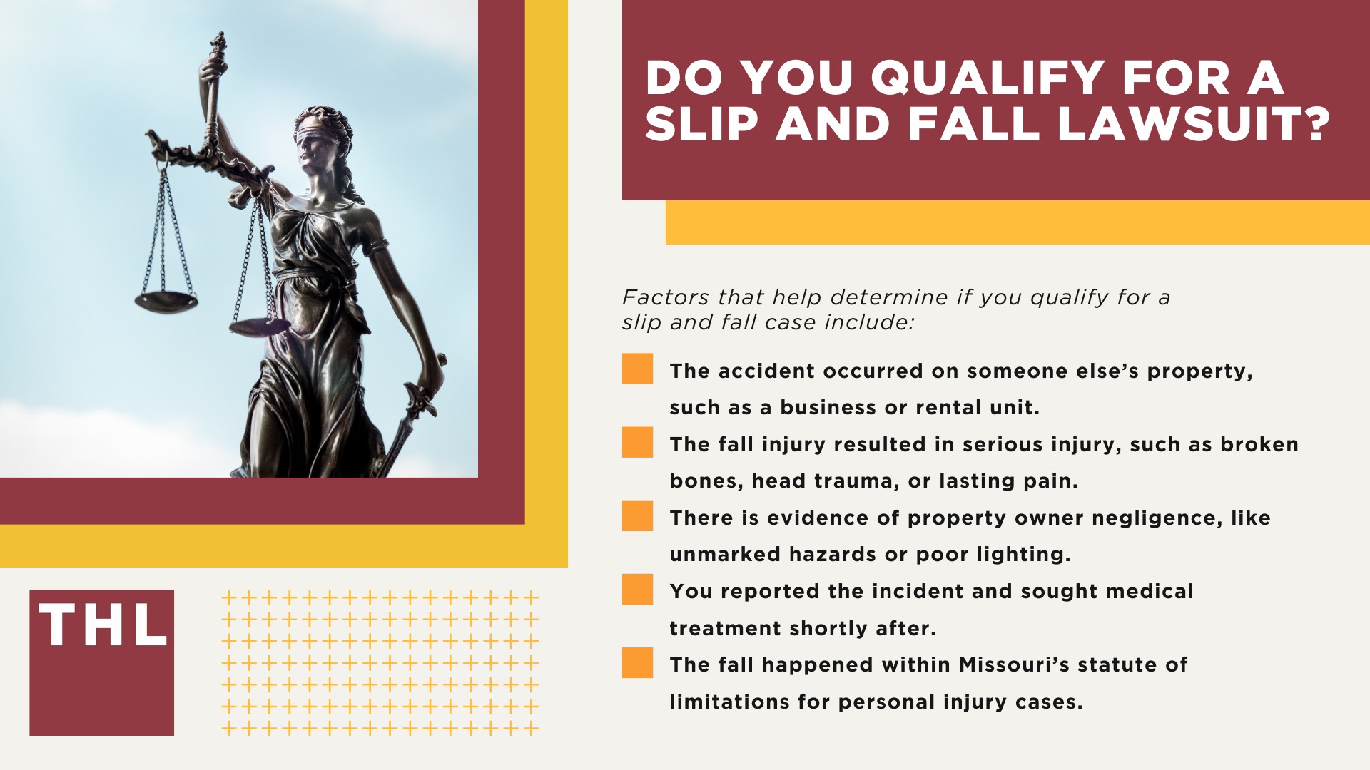 Meet Our Team of St Louis Slip and Fall Accident Lawyers; What Is A Slip and Fall Accident; Common Types of Slip and Fall Accidents; Common Types of Slip and Fall Accident Injuries; Steps to Take After a Slip and Fall Accident in St Louis; Gathering Evidence for a Slip and Fall Claim; The Responsibilities of St Louis Property Owners and Premises Liability Claims Explained; Damages Available in a St Louis Slip and Fall Case; The Legal Process for a Slip and Fall Lawsuit in Missouri; Do You Qualify for a Slip and Fall Lawsuit