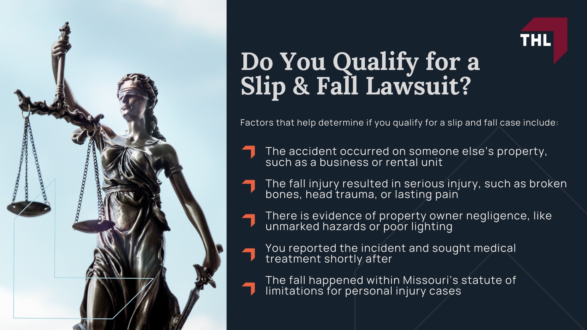 Common Types of Slip and Fall Accidents; Common Types of Slip and Fall Accidents; Common Types of Slip and Fall Accident Injuries; Steps to Take After a Slip and Fall Accident in St Louis; Gathering Evidence for a Slip and Fall Claim; The Responsibilities of St Louis Property Owners and Premises Liability Claims Explained; The Legal Process for a Slip and Fall Lawsuit in Missouri; Do You Qualify for a Slip and Fall Lawsuit