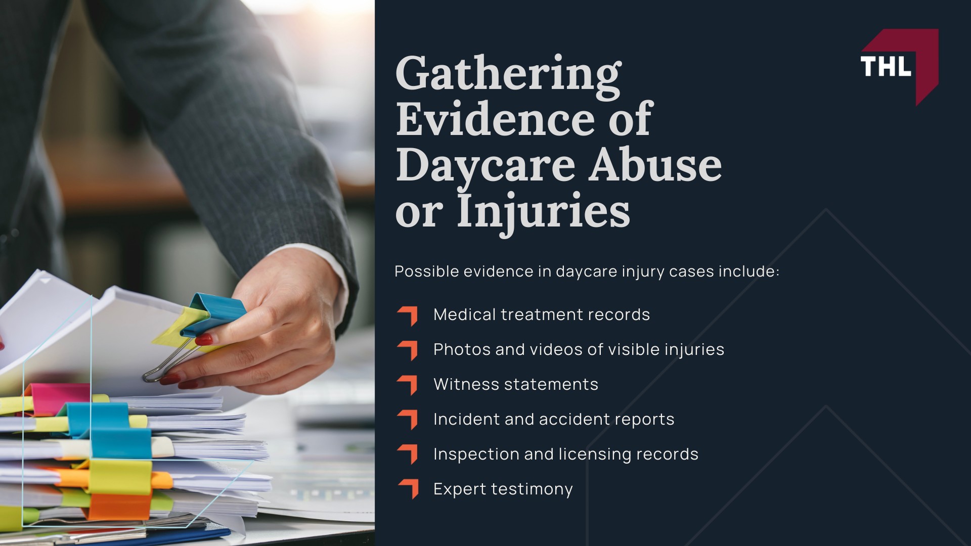 Meet Our St Louis Daycare Injury Attorneys;  Our Founder_ Tor Hoerman; The Legal Process for Daycare Injury Claims in St. Louis; What to Do If Your Child's Injuries Were Caused by a Negligent Daycare Center; Common Daycare Injuries and Their Causes; How Can a St Louis Daycare Injury Lawyer Help You; Do You Qualify for a Daycare Injury Lawsuit; Gathering Evidence of Daycare Abuse or Injuries