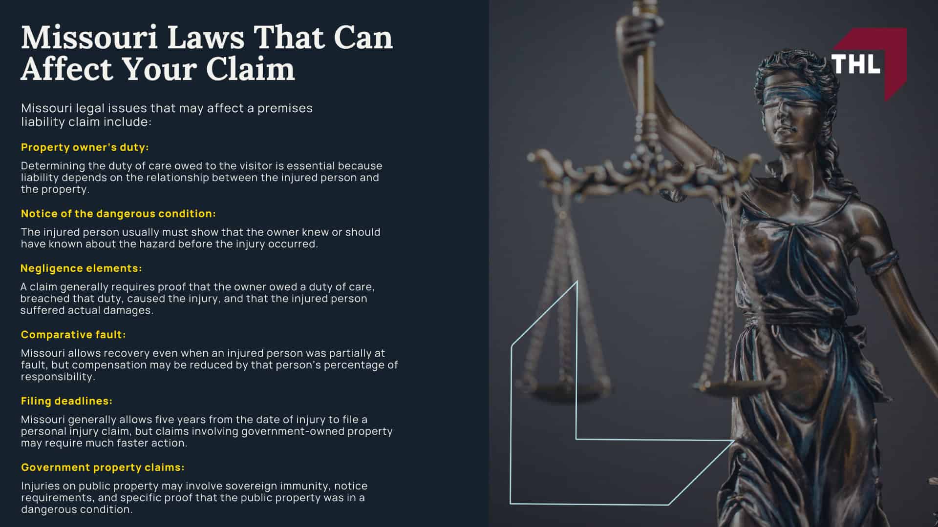 Why Hire a St Louis Premises Liability Lawyer; Do You Have a Premises Liability Case; What Is Premises Liability Law in Missouri; Why Hire a St Louis Premises Liability Lawyer; Do You Have a Premises Liability Case; What Is Premises Liability Law in Missouri; Who Can Be Held Liable in a St Louis Premises Liability Claim (2); Do You Qualify for a St Louis Premises Liability Lawsuit?; Evidence in Premises Liability Cases; Damages in Premises Liability Lawsuits; Missouri Laws That Can Affect Your Claim