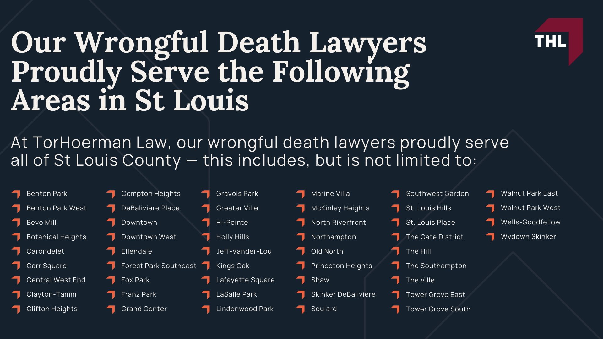 Defining Wrongful Death; Who Can File a Wrongful Death Lawsuit in Missouri; Do I Qualify for a St. Louis Wrongful Death Lawsuit; Wrongful Death Statute of Limitations in Missouri; How Can I Prove Fault; Wrongful Death Lawsuit Damages; Defining Wrongful Death; Who Can File a Wrongful Death Lawsuit in Missouri; Do I Qualify for a St. Louis Wrongful Death Lawsuit; Wrongful Death Statute of Limitations in Missouri; How Can I Prove Fault; Wrongful Death Lawsuit Damages; TorHoerman Law_ St. Louis Wrongful Death Law Firm; Our Wrongful Death Lawyers Proudly Serve the Following Areas in St Louis