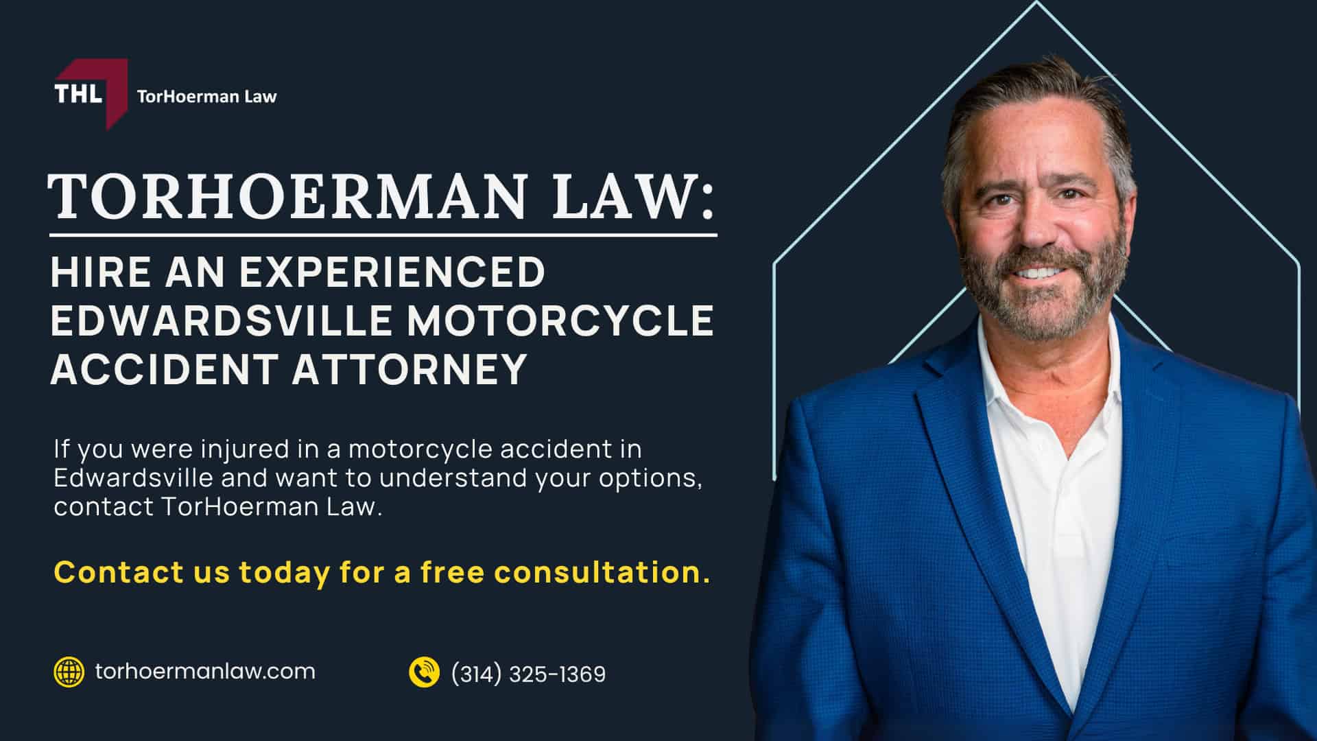 Meet Our Edwardsville IL Motorcycle Accident Lawyers; How Much Does it Cost to Hire a Motorcycle Accident Lawyer; What to Do Immediately After a Motorcycle Accident in Edwardsville; Gathering Evidence for Motorcycle Accident Claims; Damages in Motorcycle Accident Cases; The Legal Process for Edwardsville Motorcycle Accident Claims; How Long Do I Have to File a Truck Accident Injury Claim in Illinois; Motorcycle Laws and Insurance Requirements in Illinois Explained; Common Types of Motorcycle Accident Injuries; Common Causes of Motorcycle Accidents; TorHoerman Law_ Hire an Experienced Edwardsville Motorcycle Accident Attorney