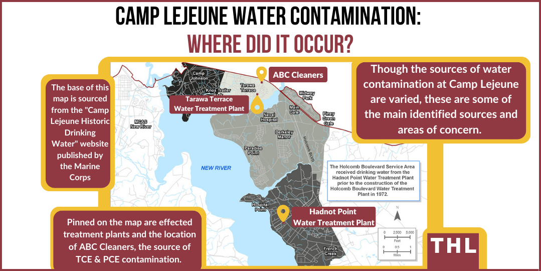 where did camp lejeune water contamination occur, camp lejeune map, camp lejeune water contamination map, camp lejeune water cotnamination locations