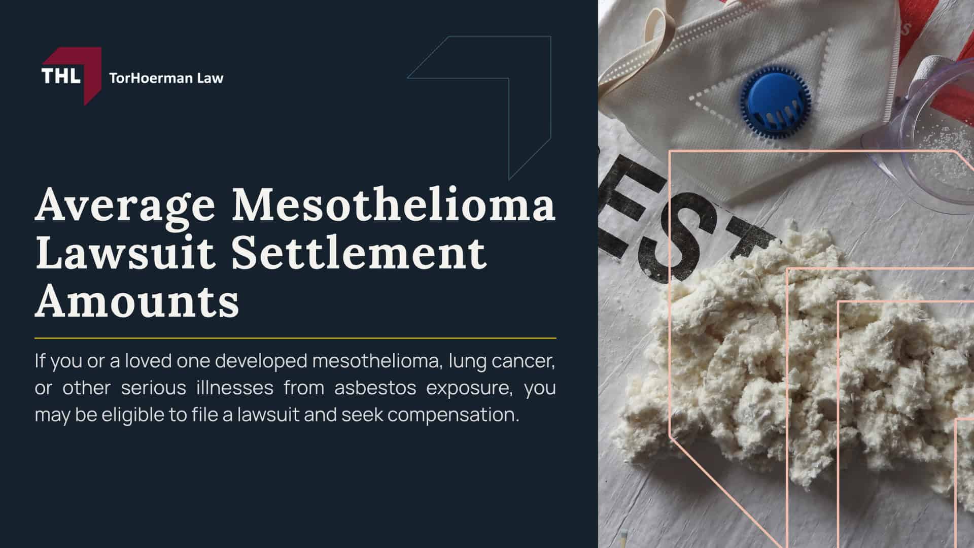 Average Mesothelioma Lawsuit Settlements & Payout Amounts; Mesothelioma Lawsuit Settlement Amounts; Mesothelioma Lawsuits; Asbestos Lawsuit; Mesothelioma Lawyers; Mesothelioma Attorneys; Asbestos Lawyers; Asbestos Attorneys; Average Mesothelioma Lawsuit Settlement Amounts; What Factors Affect Mesothelioma Settlement Amounts; How the Asbestos Settlement Process Works; Compensation for Victims in Mesothelioma Lawsuits and Asbestos Litigation; What is Mesothelioma; Who is Often Exposed to Asbestos and Diagnosed with Mesothelioma; Filing a Mesothelioma Lawsuit; Gathering Evidence for Mesothelioma or Asbestos Lawsuits; Assessing Damages in Mesothelioma Lawsuits; TorHoerman Law_ Your Mesothelioma Lawyers