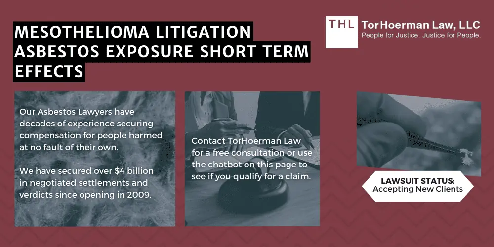 Mesothelioma Litigation Asbestos Exposure Short Term Effects; Mesothelioma Litigation; Asbestos Exposure; Mesothelioma Lawsuit; Asbestos Lawsuit; Mesothelioma Lawsuits; Asbestos Lawsuits; Mesothelioma Lawyers; Mesothelioma Lawyers; Asbestos Lawyers; What Are The Short-Term Health Impacts Of Asbestos Exposure;How Can Someone Get Exposed To Asbestos; Potential Injuries From Asbestos Exposure; File A Mesothelioma Lawsuit: What Steps To Take; Gathering Evidence For Mesothelioma Lawsuits; Assessing Damages In Mesothelioma Lawsuits; Tips for hiring a mesothelomia lawyer