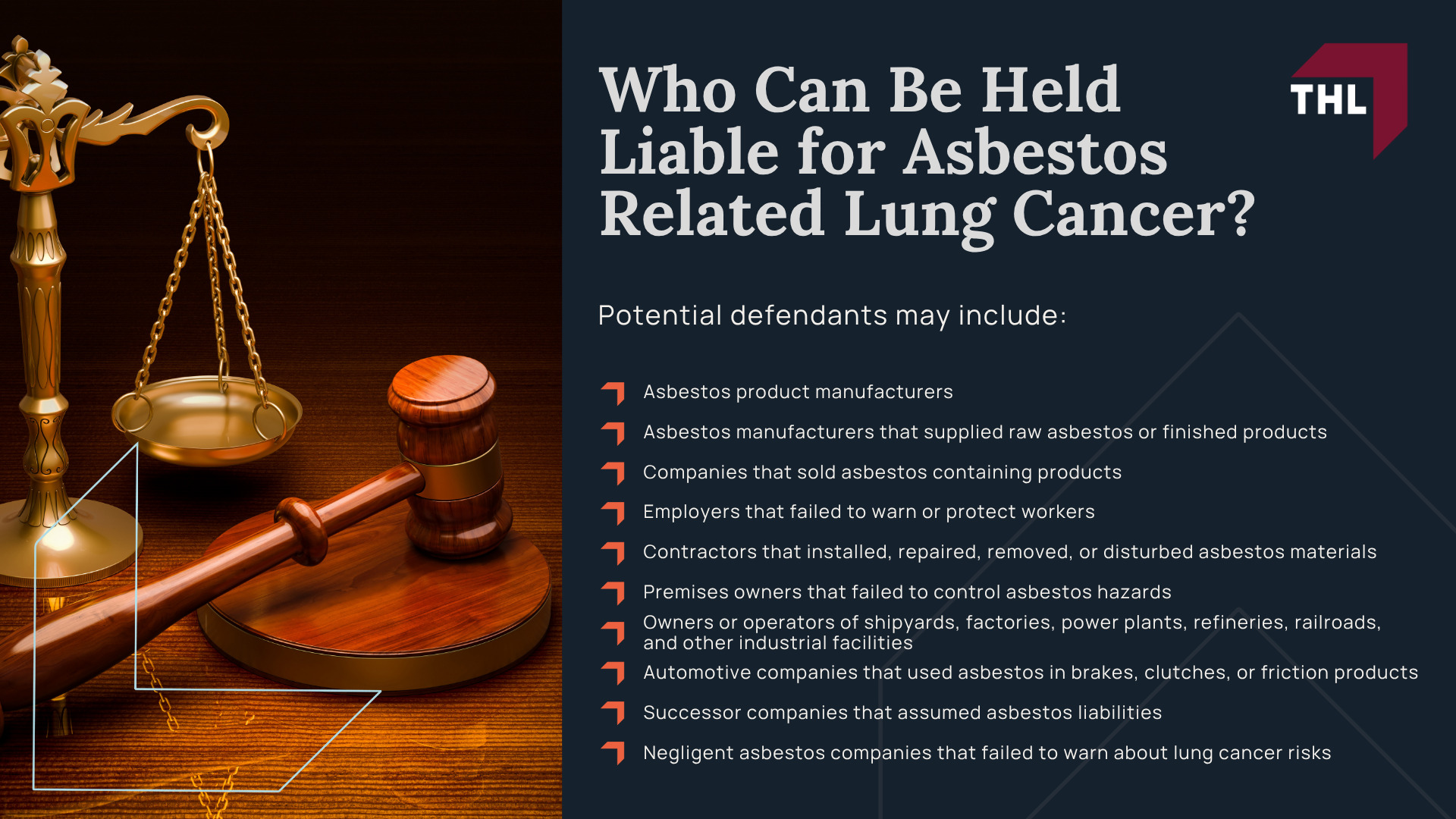 Asbestos Exposure and Lung Cancer; Different Types of Lung Cancer Caused by Asbestos; Populations at High Risk of Developing Asbestos-Related Lung Cancer; Regulatory Changes With Asbestos Use (2); Legal Recourse for Workers With Asbestos-Related Lung Cancer; Who May Qualify for an Asbestos Lung Cancer Lawsuit; Asbestos Lung Cancer Lawsuit Process; Who Can Be Held Liable for Asbestos Related Lung Cancer