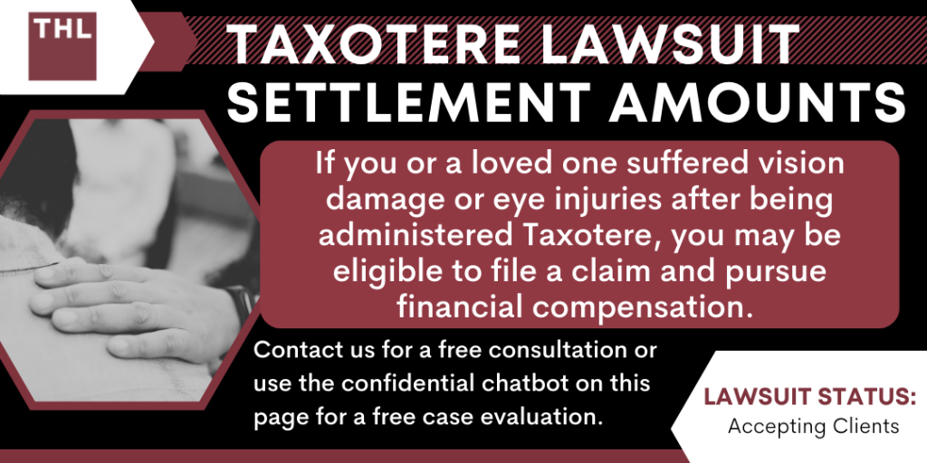 Taxotere Lawsuit Settlement Amounts and Payouts; Taxotere Lawsuit Settlement Amounts; Taxotere Lawsuits; Taxotere Lawyers; Taxotere Vision Loss Lawsuits; Taxotere Eye Injury Lawsuit; Taxotere Hair Loss Lawsuits; Taxotere Eye Injury MDL