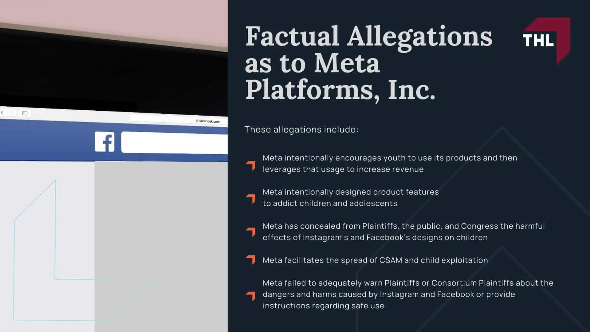 FAQ Who Are the Defendants in the Social Media Lawsuit - Social Media Lawsuit for Mental Health Problems in Teens and Young Adults - torhoerman law; FAQ Who Are the Defendants in the Social Media Lawsuit - General Facts in the Social Media Lawsuit Master Complaint - torhoerman law; FAQ Who Are the Defendants in the Social Media Lawsuit - Factual Allegations as to Meta Platforms, Inc. - torhoerman law