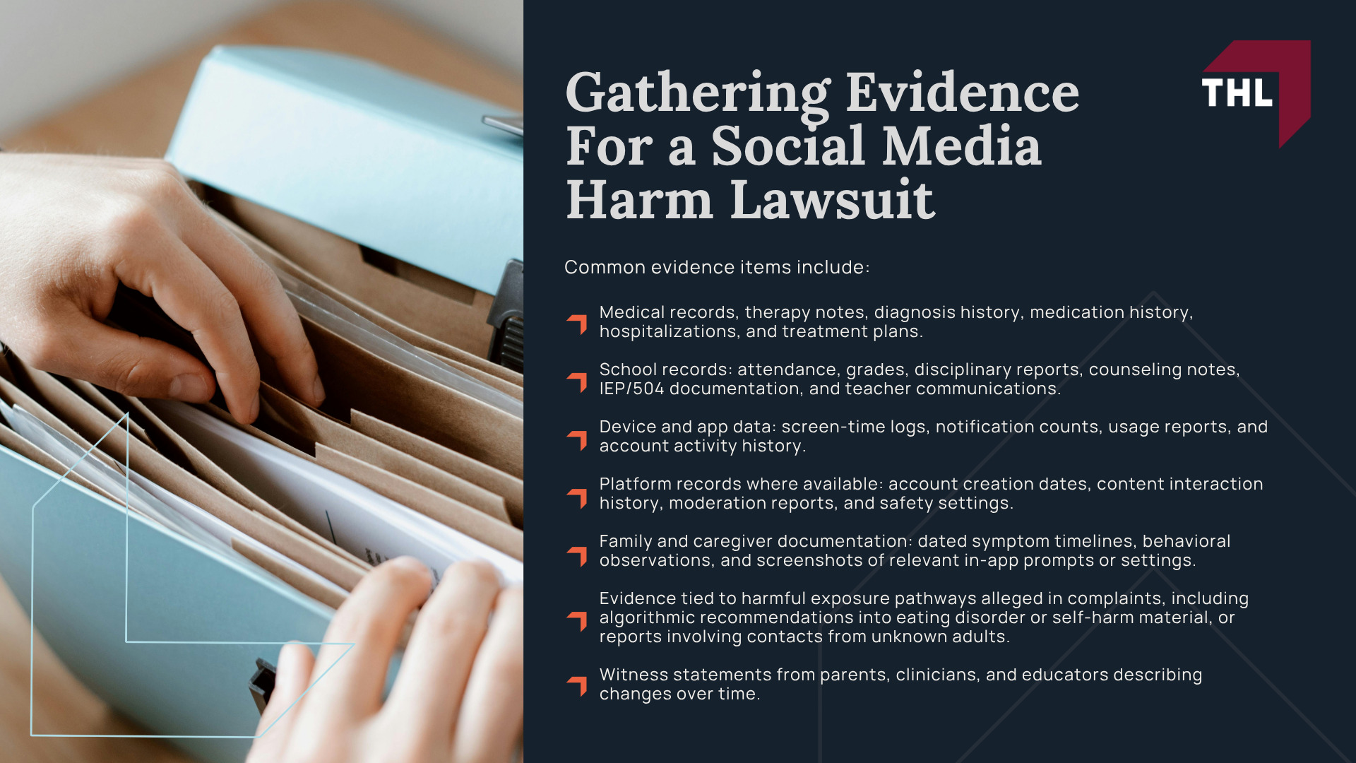 How Social Media Platforms Allegedly Contribute to Mental Health Injuries; What Platforms are Named in the Social Media Addiction Litigation; Mental Health Issues, Physical Harms Linked to Social Media Use; Do You Qualify For a Social Media Harm Lawsuit; Damages in Social Media Lawsuits; Gathering Evidence For a Social Media Harm Lawsuit