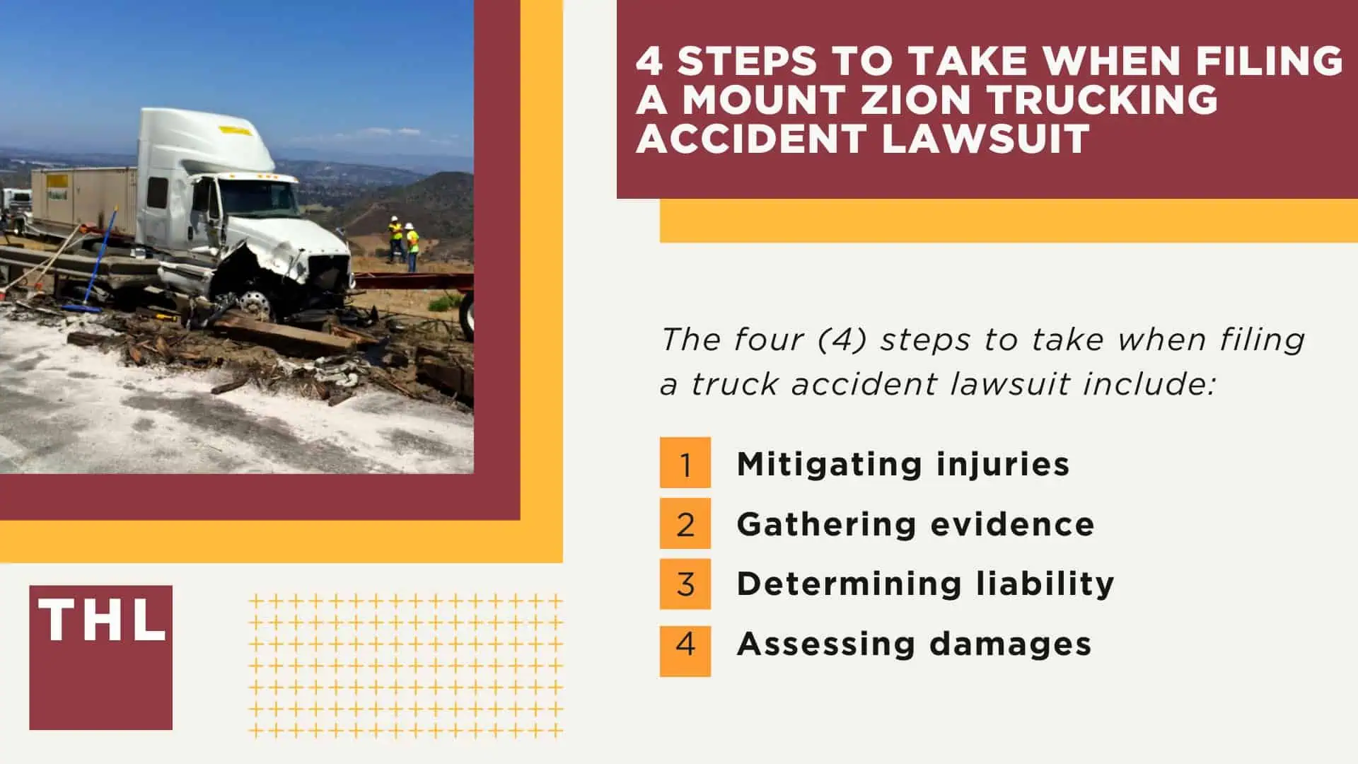 The #1 Mount Zion Truck Accident Lawyer; Mount Zion Truck Accident Lawyer; 6 Questions to Ask When Hiring a Mount Zion Truck Accident Lawyer; Commercial Truck Accidents in Mount Zion, Illinois (IL); Truck Accident Facts & Statistics; Mount Zion Commercial Trucking Rules & Safety Regulations for Truck Drivers; The 8 Most Common Causes of Truck Accidents in Mount Zion (IL); 4 Steps to Take When Filing a Mount Zion Trucking Accident Lawsuit