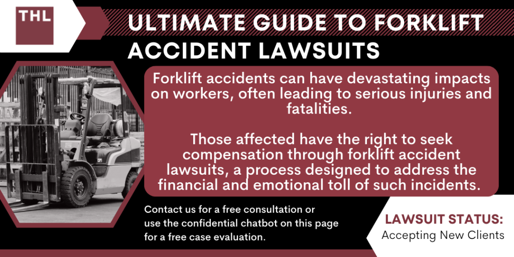 Ultimate Guide to Forklift Accident Lawsuits 2 Forklift Accident Lawsuits; Forklift Accident Lawsuit; Forklift Accident Lawyer; Forklift Injury Lawyer; Forklift Injury Lawsuit; Forklift Accidents; Forklift Accident Lawsuit Overview; Who Can File A Forklift Accident Lawsuit; Who Are Forklift Injury Lawsuits Filed Against; Common Types Of Forklift Accidents; Common Forklift Accident Injuries; News Reports Of Serious And Fatal Forklift Accidents; Forklift Accident Statistics; Laws And Regulations On Forklift Operation; Do You Qualify For A Forklift Accident Lawsuit; How A Forklift Accident Lawyer Can Help You; Gathering Evidence For Forklift Accident Lawsuits; Assessing Damages In Forklift Accident Cases