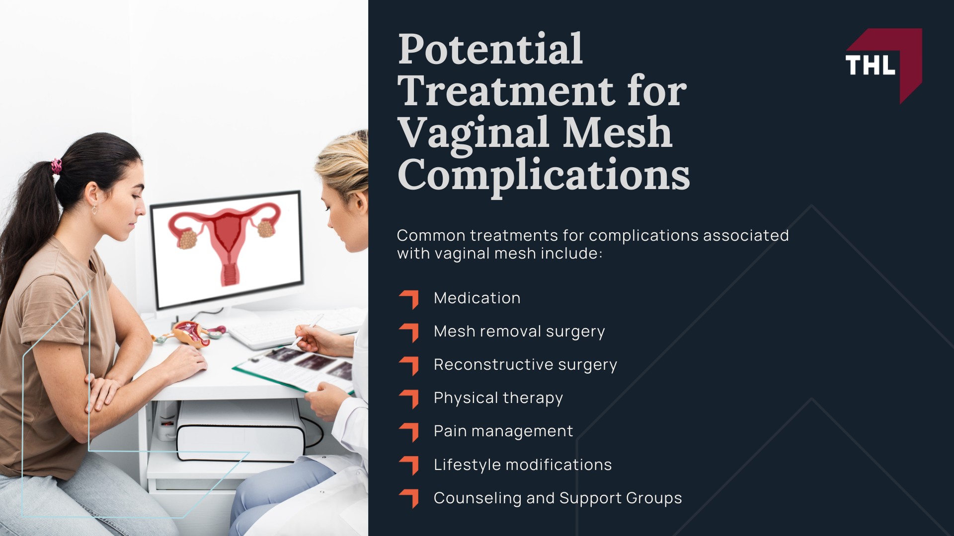 Common Transvaginal Mesh Complications - Vaginal Mesh and Its Uses - torhoerman law; Common Transvaginal Mesh Complications - Potential Transvaginal Mesh Complications and Injuries - torhoerman law; Common Transvaginal Mesh Complications - Potential Treatment for Vaginal Mesh Complications - torhoerman law