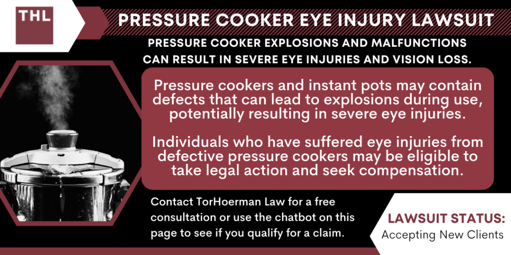 Pressure Cooker Eye Injury Lawsuit 2 Pressure Cooker Eye Injury Lawsuit; Pressure Cooker Lawsuit; Pressure Cooker Injuries; Eye Injuries From Pressure Cooker Explosions An Overview; Long-Term Consequences of Pressure Cooker Eye Injuries; The Danger Of Exploding Pressure Cookers; Legal Recourse For Pressure Cooker Eye Injuries; Filing A Pressure Cooker Eye Injury Lawsuit; Potential Compensation For Victims Of Pressure Cooker Explosions