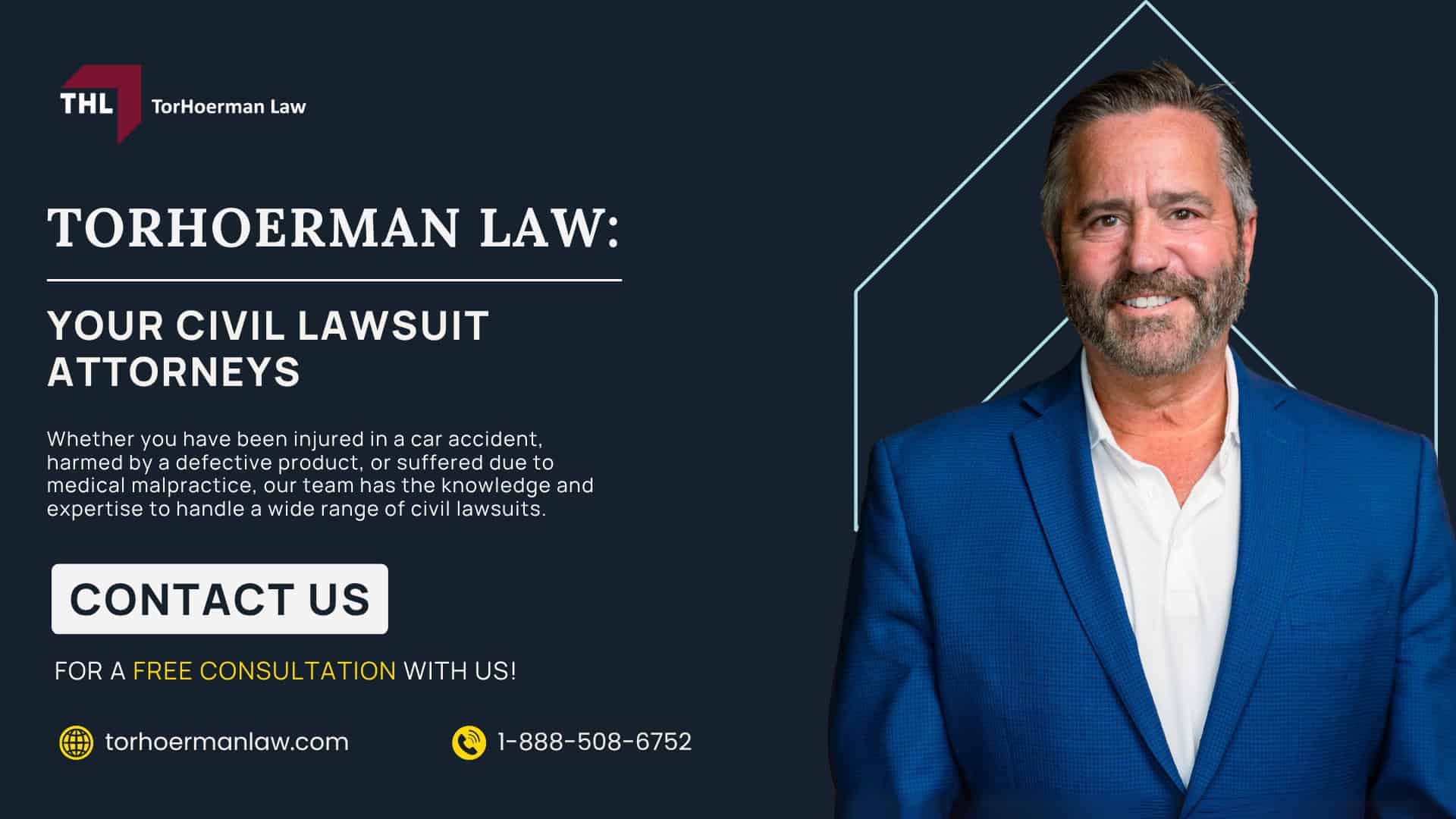 Understanding Civil Lawsuits; Civil Lawsuits Simplified; Steps in a Civil Lawsuit; Initial Consultation With a Personal Injury Lawyer; What Are the Different Types of Civil Lawsuits; TorHoerman Law_ Your Civil Lawsuit Attorneys