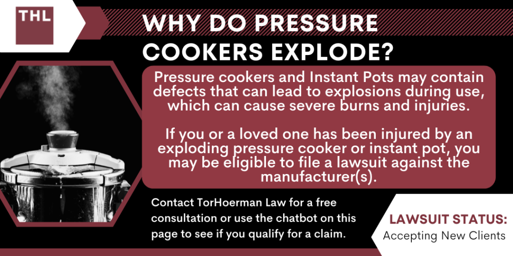 Why Do Pressure Cookers Explode; Pressure Cooker Explosion Lawsuit; Pressure Cooker Explosions; Defective Pressure Cooker Lawsuit