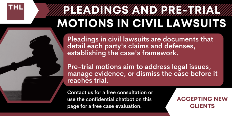 pre trial motions; what are pre trial motions; pre trial motions in civil lawsuits; civil lawsuit process; Pleadings in Lawsuits_ What Are They; Understanding Pre-Trial Motions; Common Types of Pre-Trial Motions in Personal Injury Cases; Reasons for Filing Pre-Trial Motions; Filing and Responding to Pre-Trial Motions; Potential Outcomes and Implications of Pre-Trial Motions; Differences in Pre-Trial Motions_ Civil Vs. Criminal Lawsuits; The Importance of Having a Lawyer; TorHoerman Law_ Experienced Civil Lawsuit Attorneys