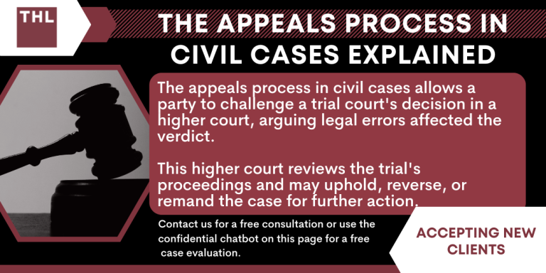 appeals in civil cases; civil case appeal; civil court appeal; appealing in court; civil lawsuit appeal; civil lawsuit process; Purposes and Benefits of the Appeals Process; Circumstances When Appeals Are Applicable; Key Stages of the Appeals Process; The Complexities and Nuances of the Appeals Process; The Importance of Effective Legal Writing and Argumentation; The Importance of Experienced Legal Representation; TorHoerman Law_ Talk to Our Civil Litigation Attorneys