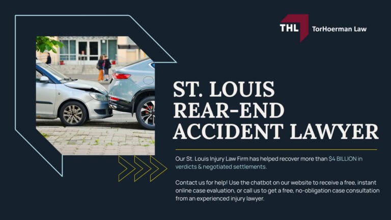 St. Louis Rear End Accident Lawyer; Understanding Rear-End Accidents; How Common Are Rear-End Car Accidents; What Are the Fatal and Common Injuries in a Rear-End Collision; The Complexities of Rear-End Accident Claims; The Importance of Competent Legal Counsel; The Process of Working With a Car Accident Lawyer; What Evidence You Should Have on Hand; TorHoerman Law_ Speak With Our St. Louis Car Accident Lawyer; Understanding Rear-End Accidents in St. Louis, MO; What Are the Common Causes of Rear-End Car Accidents; Common Injuries in Rear-End Collisions; What To Do After a Rear-End Accident in St. Louis; Why Rear-End Accident Claims Can Be Disputed; Do You Qualify for Rear-End Collision Injury Claim; Evidence for a Rear End Collision Case; Potential Compensation in a Rear-End Car Accident Case; TorHoerman Law_ Speak With a St. Louis Car Accident Lawyer