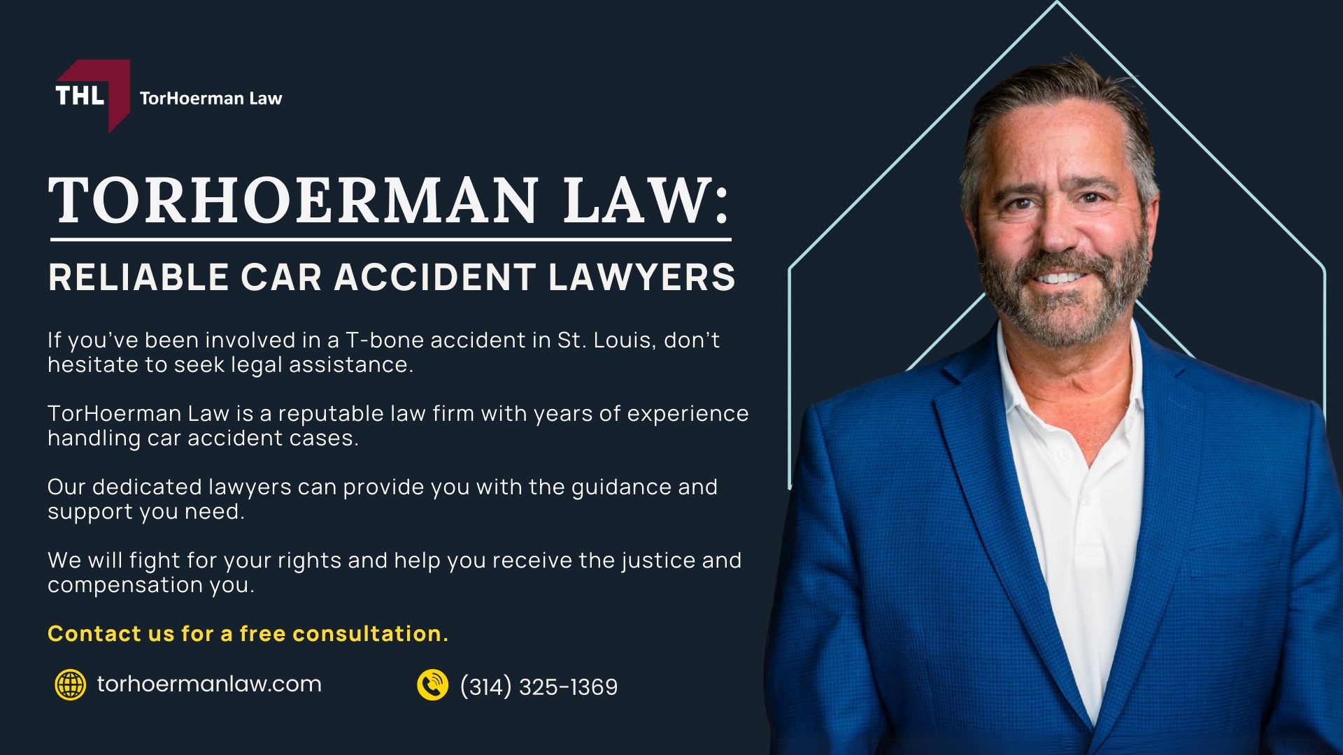 Understanding T-Bone Accidents; Common Causes of T-Bone Accidents; Potential T-Bone Accident Injuries; Impact of T-Bone Car Accident Injuries; Legal Assistance for T-Bone Collision Victims; Why Hire a St. Louis Car Accident Lawyer from THL; TorHoerman Law_ Reliable Car Accident Lawyers