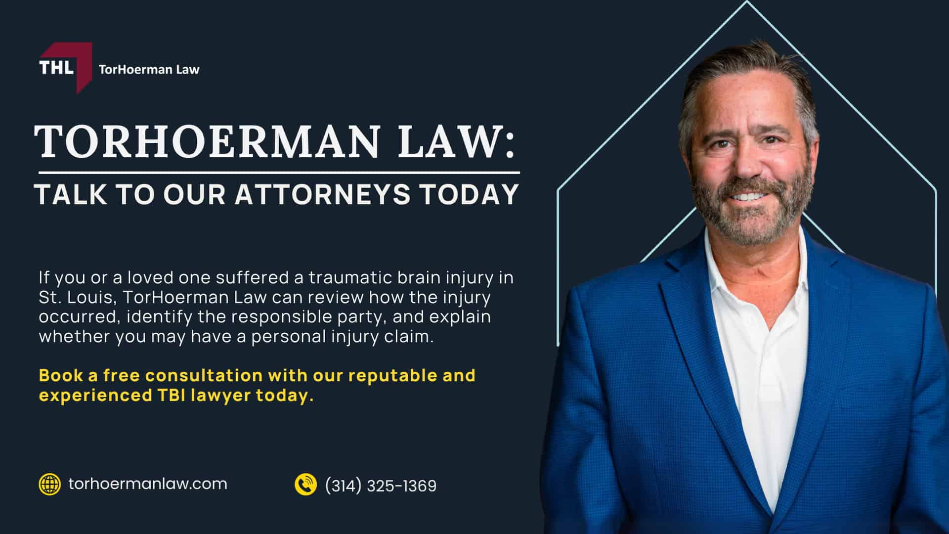 Traumatic Brain Injury_ Facts, Causes, Complications; Are There Different Types of Traumatic Brain Injuries; What Are the Common Causes of Traumatic Brain Injury; Where Does a TBI Usually Occur; What Are the Implications of Traumatic Brain Injuries; How St. Louis Traumatic Brain Injury Lawyers Can Help You; High-Profile Cases Our Lawyers Have Handled; TorHoerman Law_ Talk to Our Attorneys Today