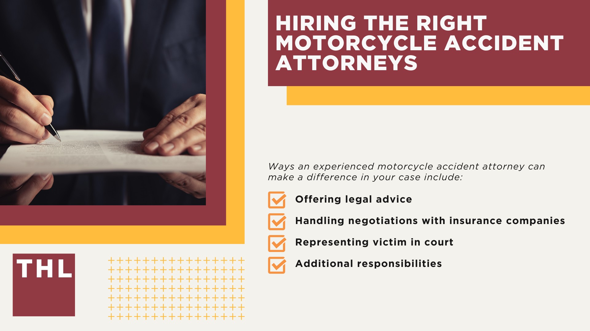 What to Do Immediately After a Motorcycle Accident; Steps to Take During or After Recovery from a Motorcycle Accident;  The Legal Aspects of Filing a Motorcycle Accident Claim; What Evidence Should You Obtain; Assessing Motorcycle Accident Damages; Hiring the Right Motorcycle Accident Attorneys