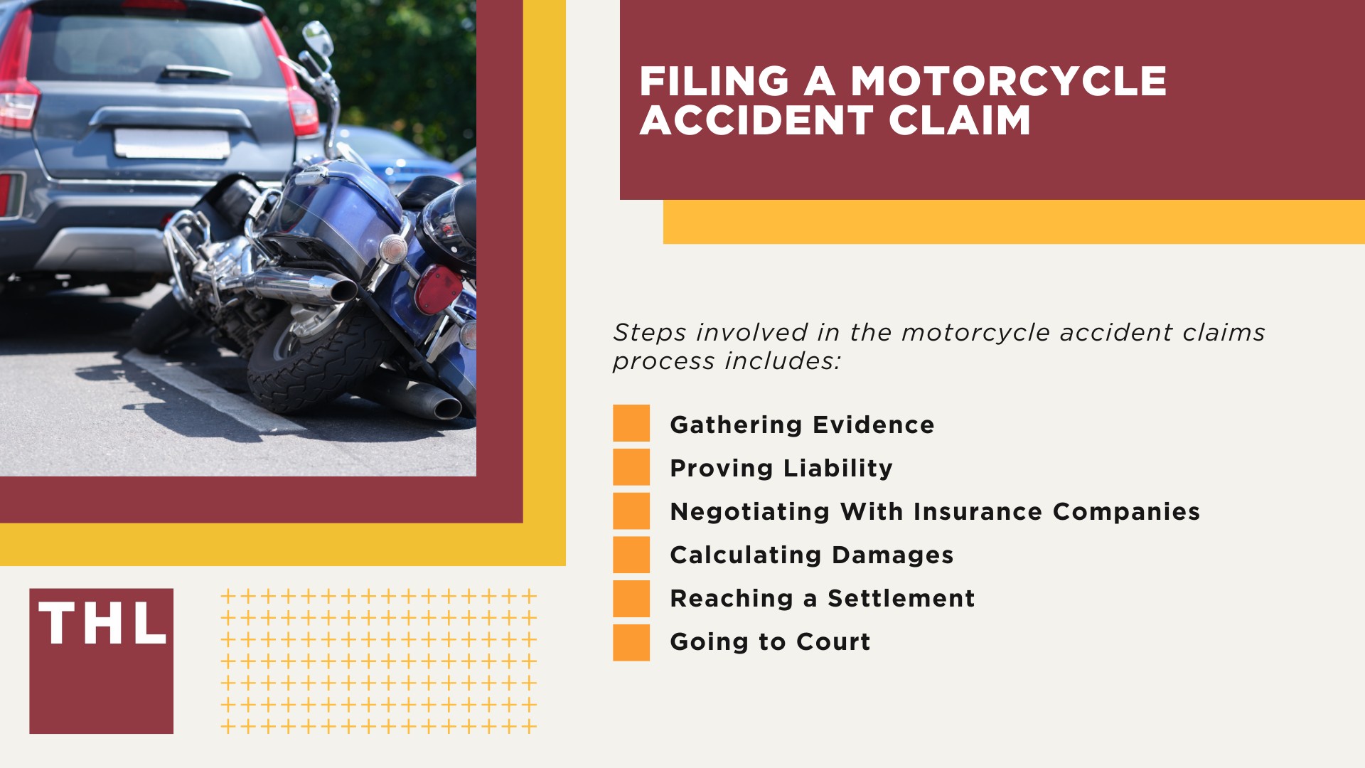 Most Common Motorcycle Accident Injuries; Types of Motorcycle Accidents and Related Injuries; The Motorcycle Accident Claims Process; Filing a Motorcycle Accident Claim