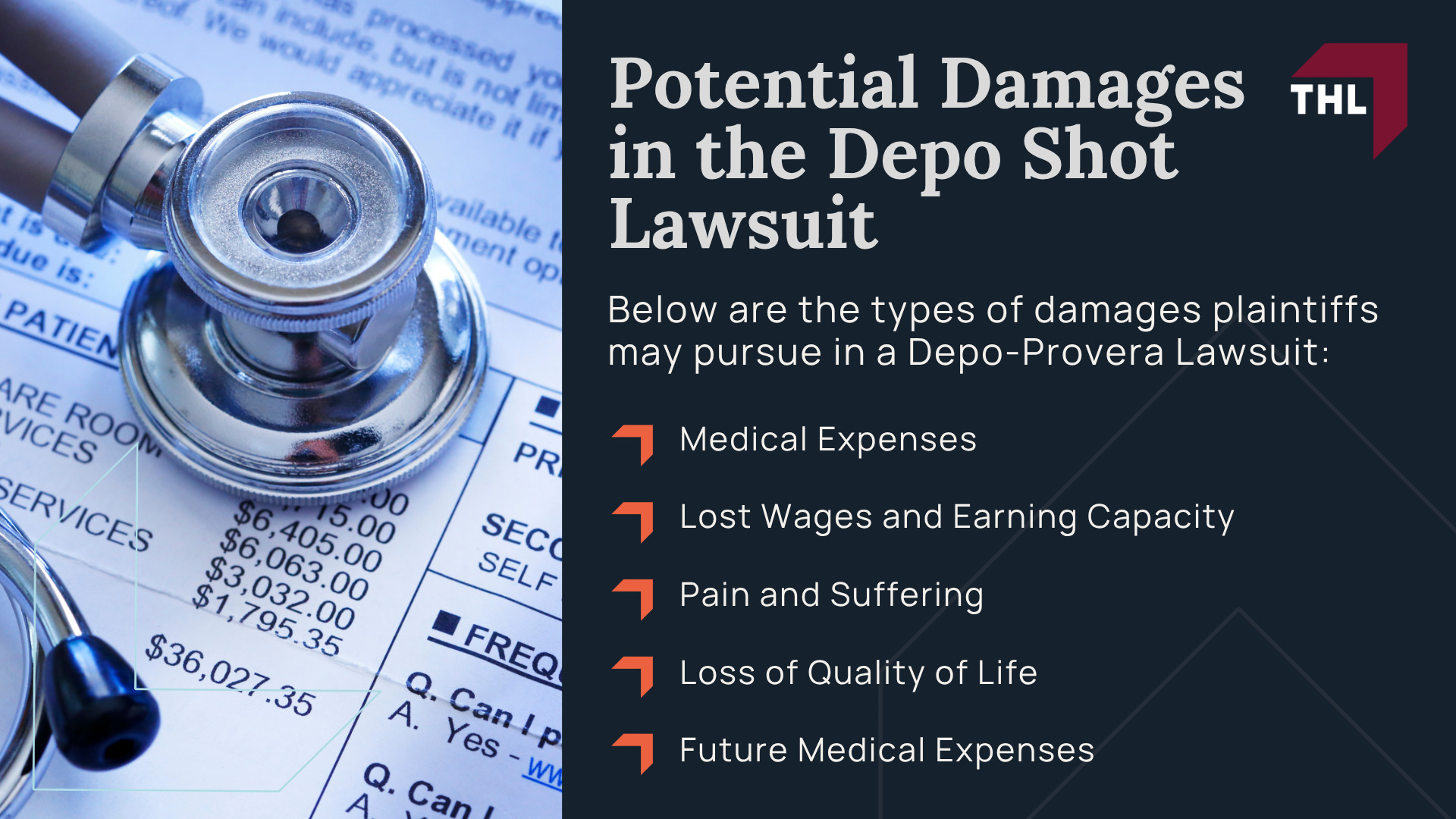 Depo-Provera Lawsuit_ Complete Overview; Depo-Provera Lawsuit Settlement Overview; What is the Estimated Average Depo Provera Settlement; Meet the Depo-Provera Attorneys at TorHoerman Law; How Much Does it Cost to Hire a Depo-Provera Lawyer from THL; Do You Qualify for the Depo-Provera Shot Lawsuit; Gathering Evidence for the Depo-Provera Lawsuit; Potential Damages in the Depo Shot Lawsuit