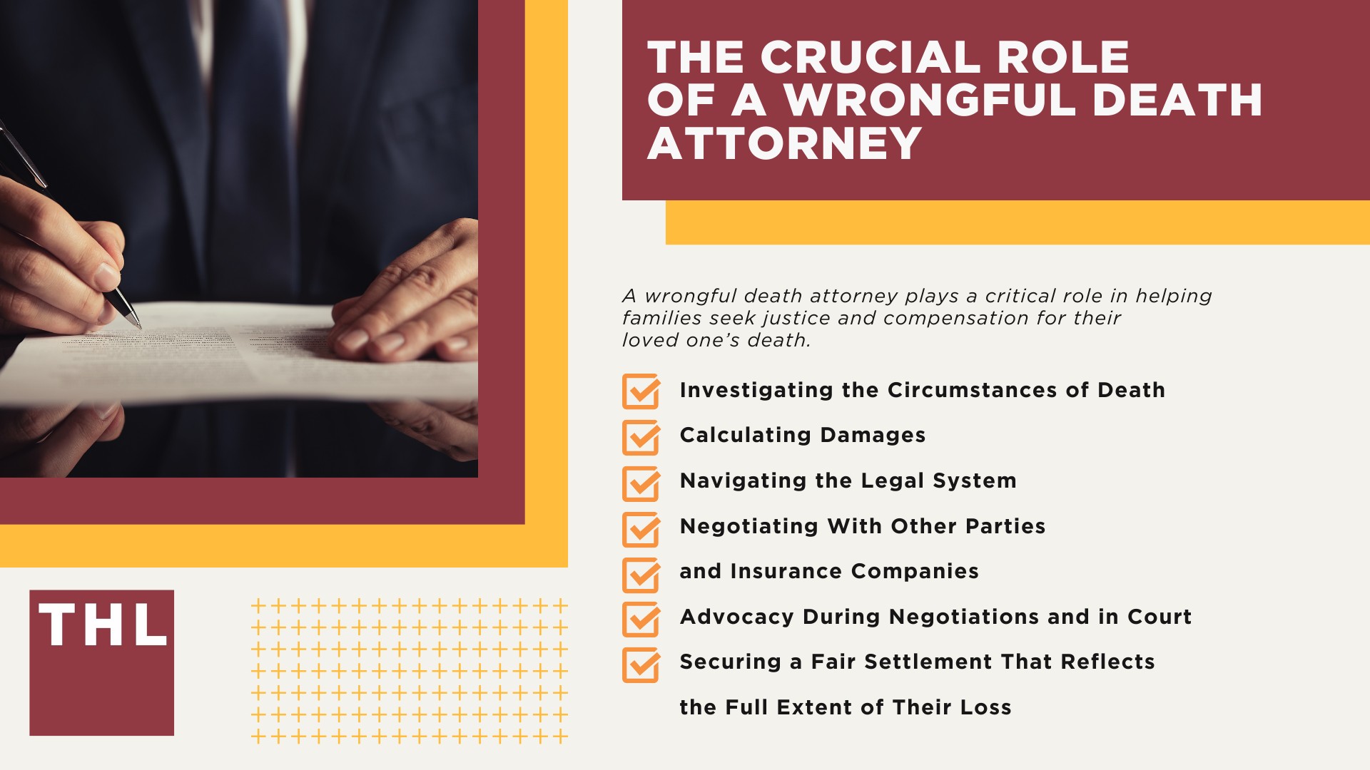 Understanding Wrongful Death; Incidents Leading to Wrongful Death Claims; Who Can File a Wrongful Death Lawsuit; Statute of Limitations for Wrongful Death Lawsuits; Assessing Damages in Wrongful Death Cases; Common Challenges in Wrongful Death Lawsuits; The Crucial Role of a Wrongful Death Attorney