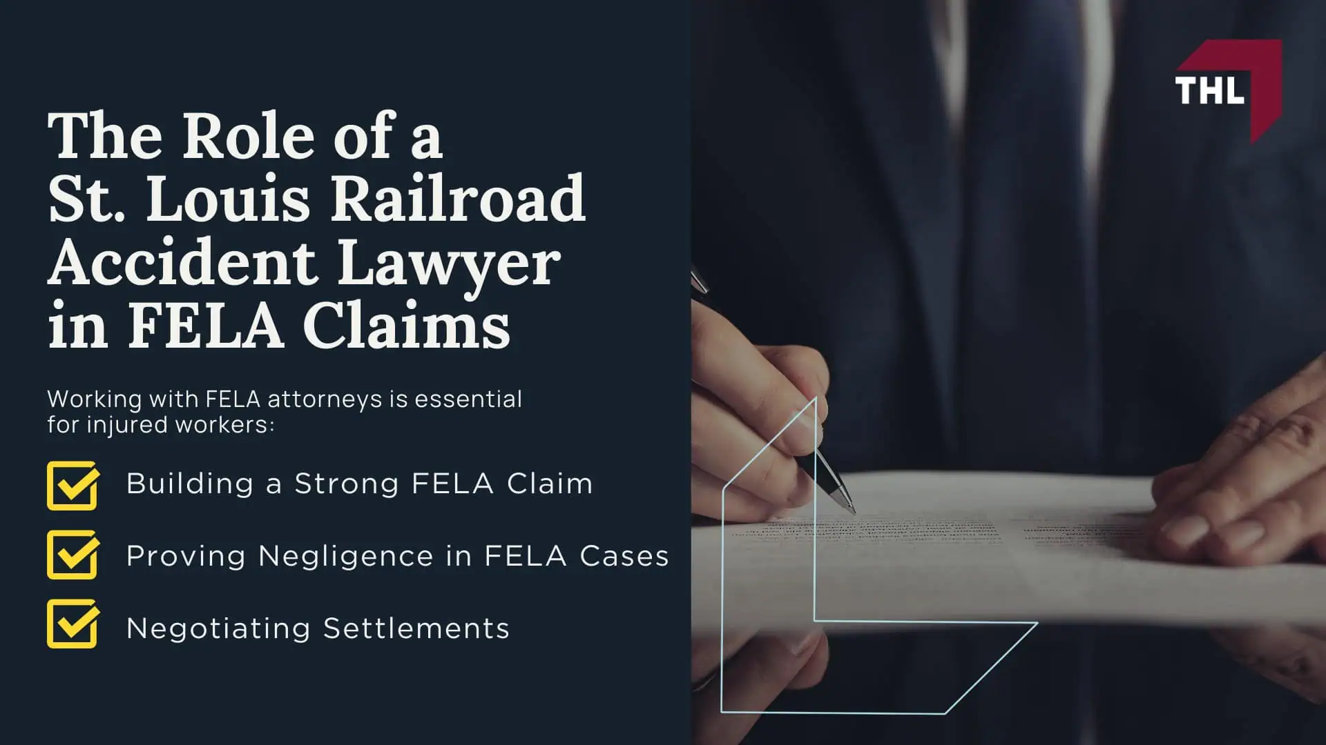 Understanding FELA_ Protection for Railroad Workers; Who Is Covered Under FELA; Types of Injuries and Accidents Covered by FELA; Common Railroad Accidents and Injuries; Proving Employer Negligence in a FELA Personal Injury Claim; The Role of a St. Louis Railroad Accident Lawyer in FELA Claims
