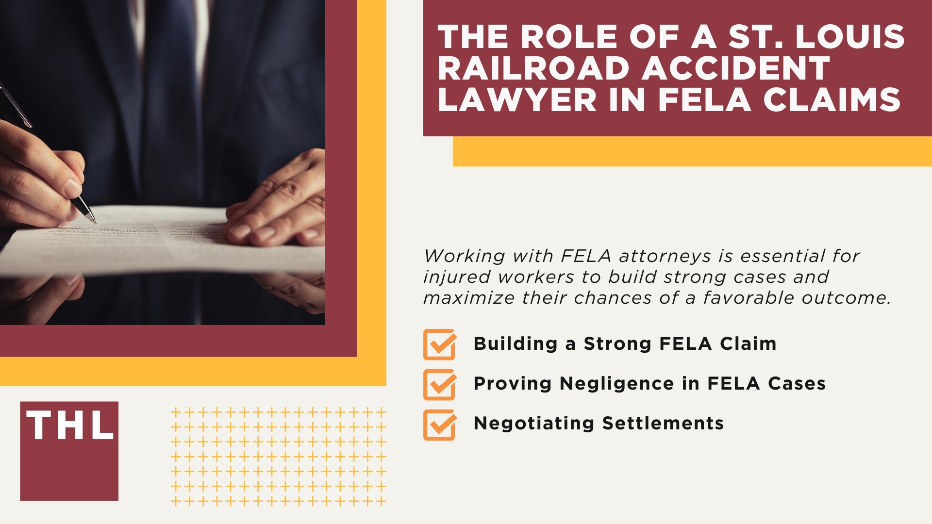 Understanding FELA_ Protection for Railroad Workers; Who Is Covered Under FELA; Types of Injuries and Accidents Covered by FELA; Common Railroad Accidents and Injuries; Proving Employer Negligence in a FELA Personal Injury Claim (2); The Role of a St. Louis Railroad Accident Lawyer in FELA Claims