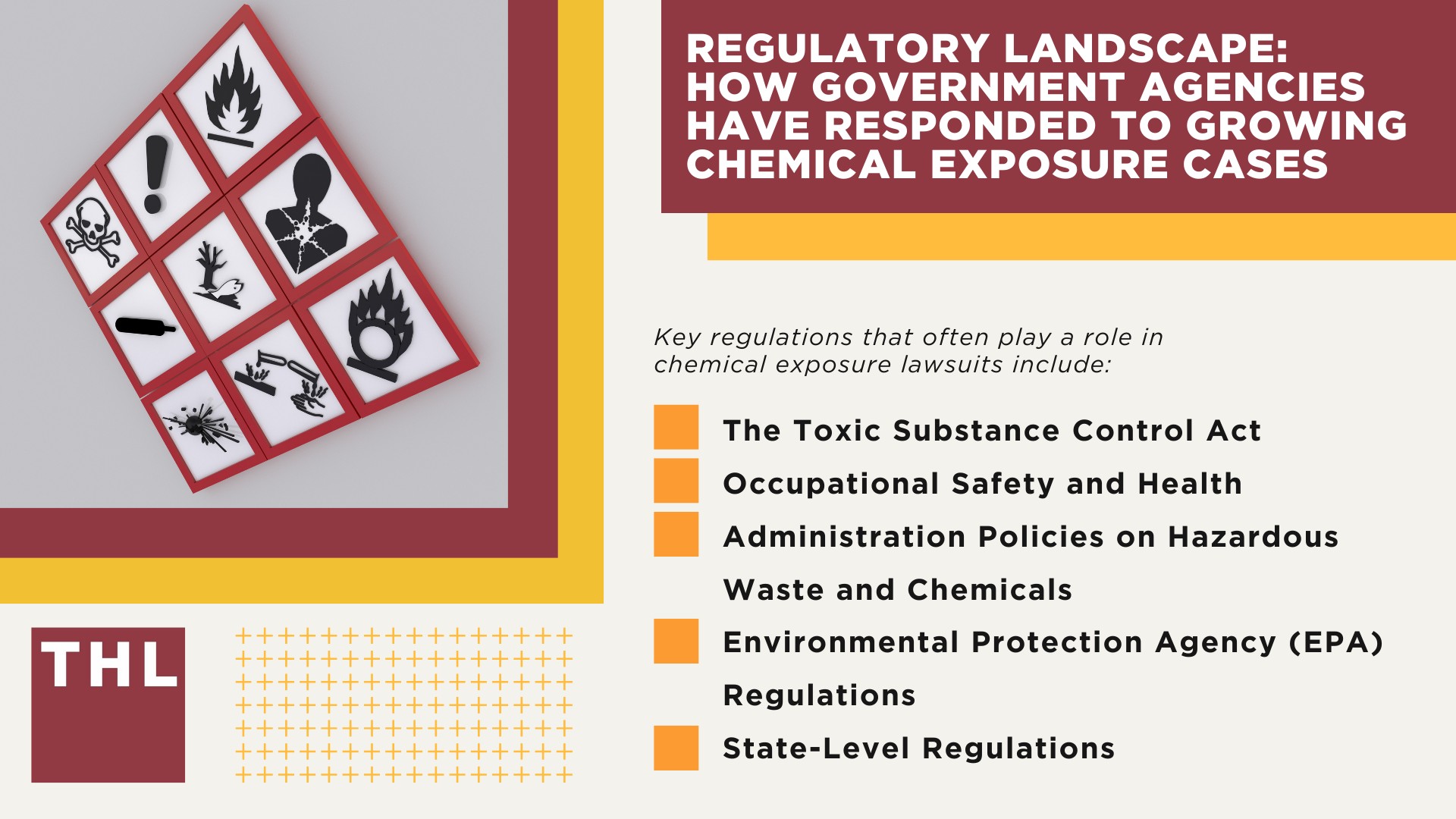 How Does Exposure to Toxic Chemicals Happen; Common Environments for Toxic Chemical Exposure; Toxic Chemicals Commonly Involved in Exposure Lawsuits; Who's Mostly at Risk for Toxic Chemical Exposure; Regulatory Landscape_ How Government Agencies Have Responded to Growing Chemical Exposure Cases