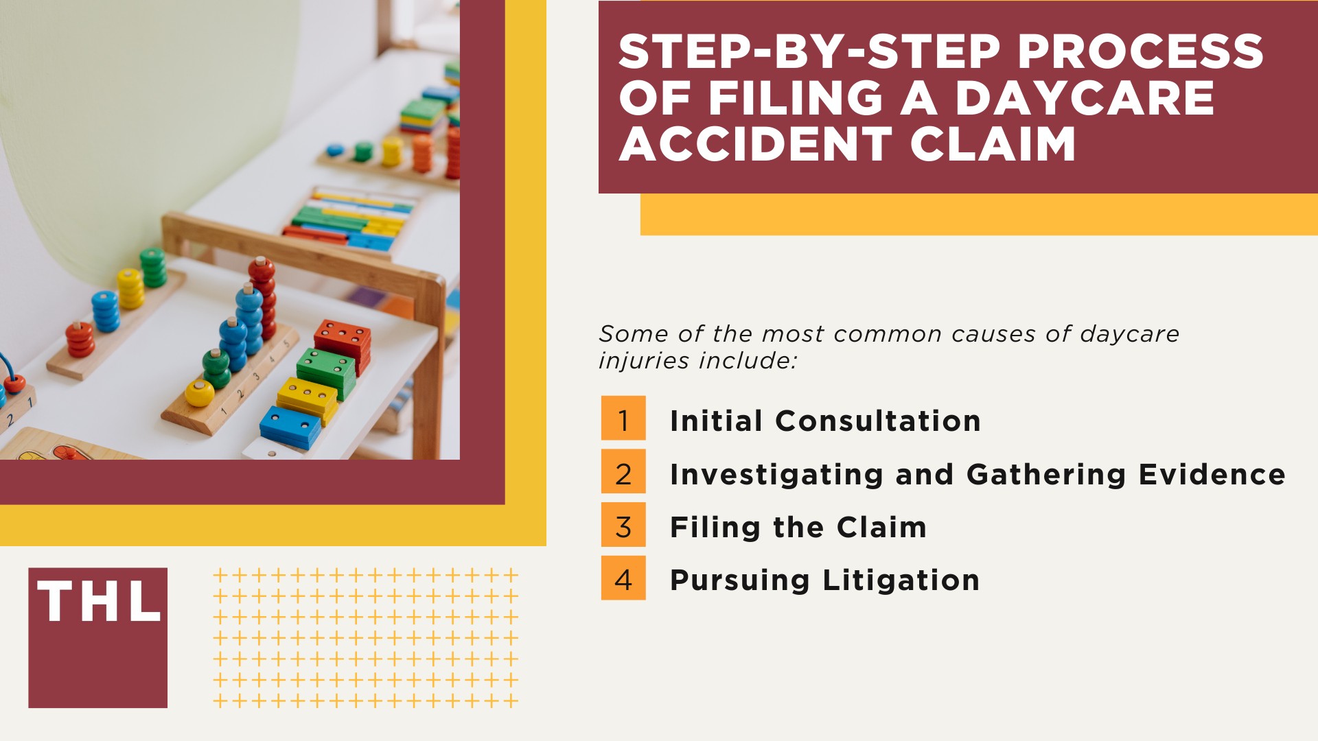 Understanding Daycare Negligence; Common Causes of Daycare Injuries; Types of Daycare Incidents; The Role of a Daycare Accident Lawyer; Filing a Daycare Negligence Claim; Step-by-Step Process of Filing a Daycare Accident Claim