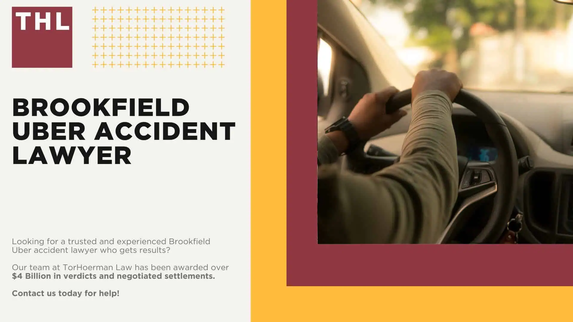 Brookfield Uber Accident Lawyer; Meet Our Team of Brookfield Uber Accident Lawyers; Our Founder and Experienced Brookfield Uber Accident Lawyer_ Tor Hoerman; How Much Does it Cost to Hire an Uber Accident Attorney; What to Do After an Uber Accident in Brookfield_ Steps to Take; Can I Sue Uber or Lyft for My Injuries in a Rideshare Accident; What is the Legal Process for Uber or Lyft Accident Claims in Brookfield; Gathering Evidence for an Uber Accident Lawsuit; Damages in Rideshare Accident Cases; TorHoerman Law_ The Uber Accident Attorneys Brookfield Trusts