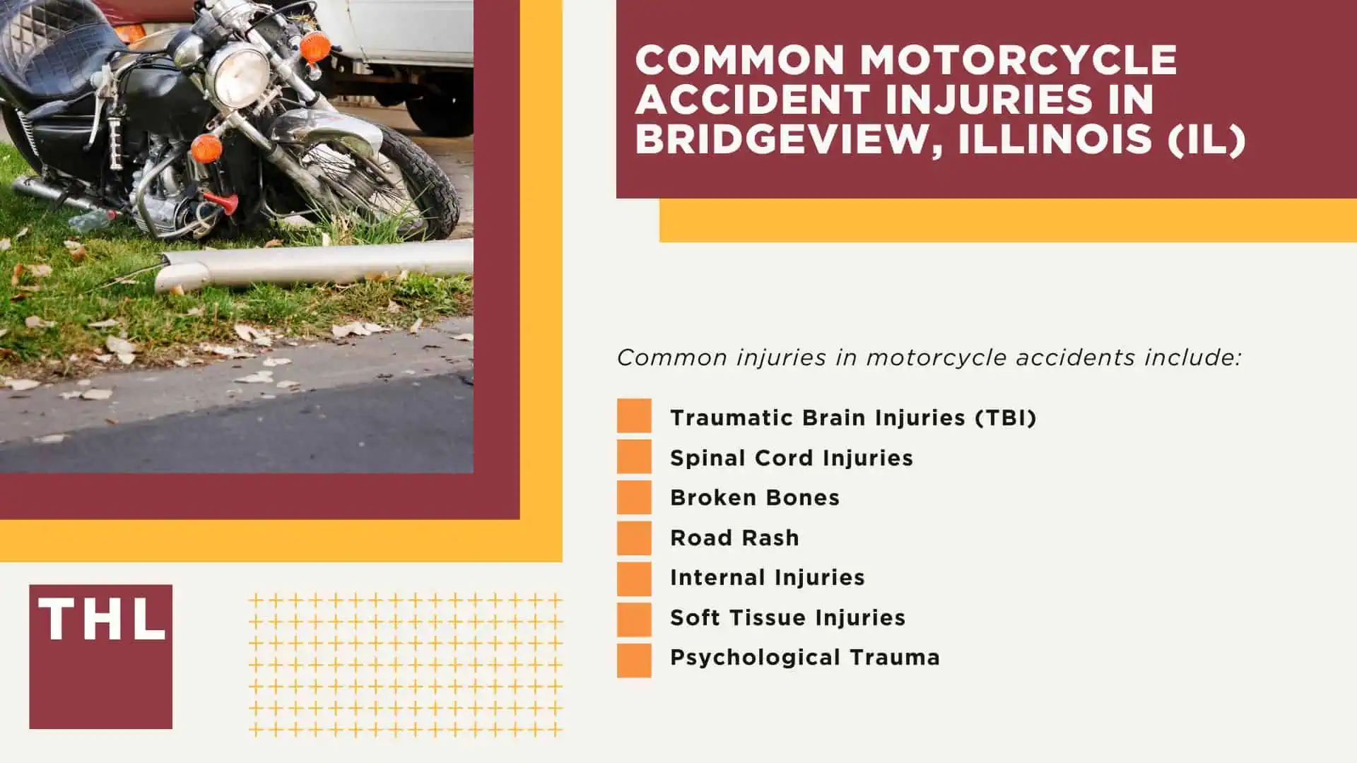 Bridgeview Motorcycle Accident Lawyer; Meet Our Bridgeview Motorcycle Accident Lawyers; Our Founder and Experienced Bridgeview Motorcycle Accident Lawyer_ Tor Hoerman; Our Bridgeview Motorcycle Accident Lawyers Get Results; How Much Does it Cost to Hire a Bridgeview Motorcycle Accident Lawyer; Steps to Take After a Motorcycle Accident in Bridgeview; Evidence in Motorcycle Accident Cases; Damages in a Bridgeview Motorcycle Accident Claim; The Legal Process for Motorcycle Accident Claims in Bridgeview; Common Motorcycle Accident Injuries in Bridgeview, Illinois (IL)
