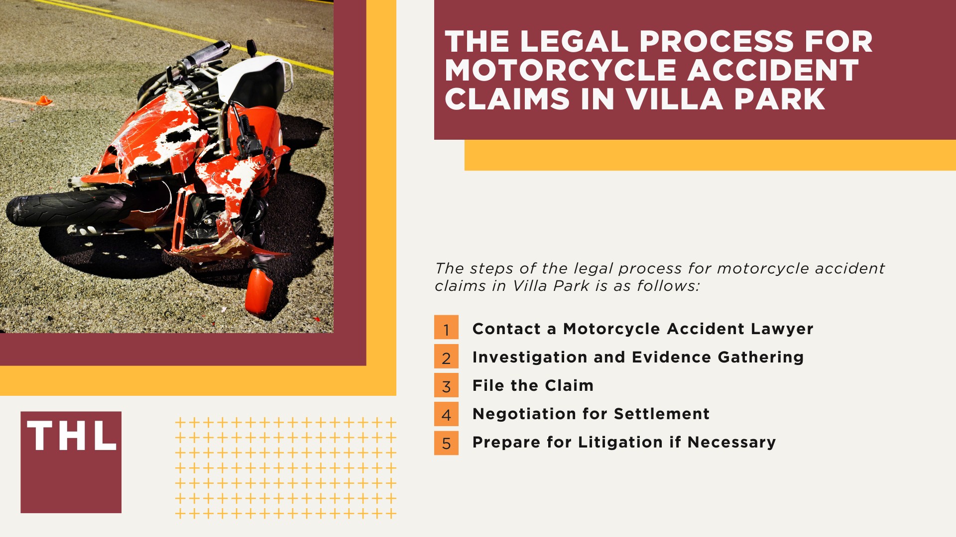 Villa Park Motorcycle Accident Lawyer; Meet Our Villa Park Motorcycle Accident Lawyers; Our Founder and Experienced Villa Park Motorcycle Accident Lawyer_ Tor Hoerman; Our Villa Park Motorcycle Accident Lawyers Get Results; How Much Does it Cost to Hire a Villa Park Motorcycle Accident Lawyer; Steps to Take After a Motorcycle Accident in Villa Park; Evidence in Motorcycle Accident Cases; Damages in a Villa Park Motorcycle Accident Claim; The Legal Process for Motorcycle Accident Claims in Villa Park