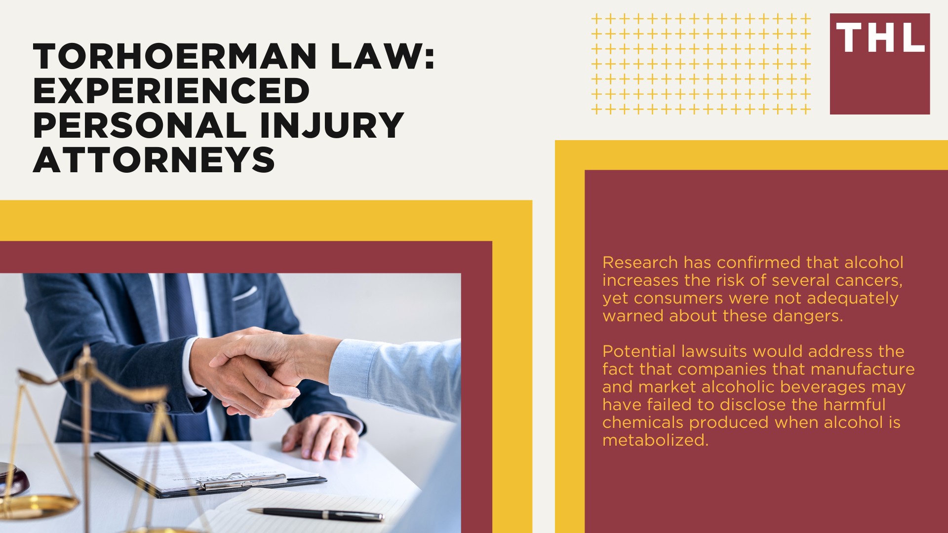 The Link Between Alcohol Consumption and Cancer; What Types of Cancer are Linked to Alcohol Consumption; About the Surgeon General's Warning on Alcohol and Cancer Risk; What is the Alcohol and Cancer Lawsuit Investigation; TorHoerman Law_ Experienced Personal Injury Attorneys