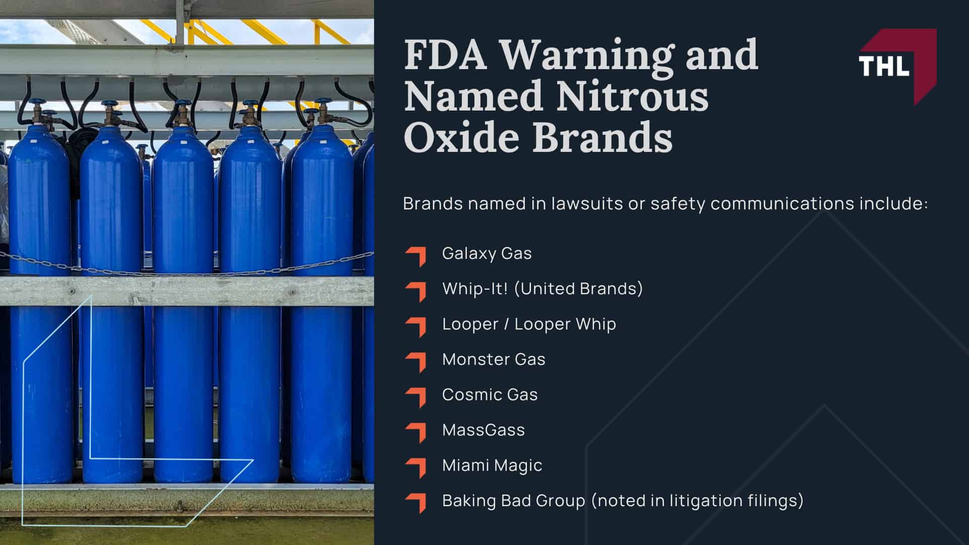 Health Risks and Dangers Related to Nitrous Oxide Use; How Nitrous Oxide Causes Neurological Damage; Nitrous Oxide Blood Clots and Pulmonary Embolism; How are These Types of Nitrous Oxide Canisters Sold Legally; Nitrous Oxide Injury and Death Lawsuits_ Overview; FDA Warning and Named Nitrous Oxide Brands