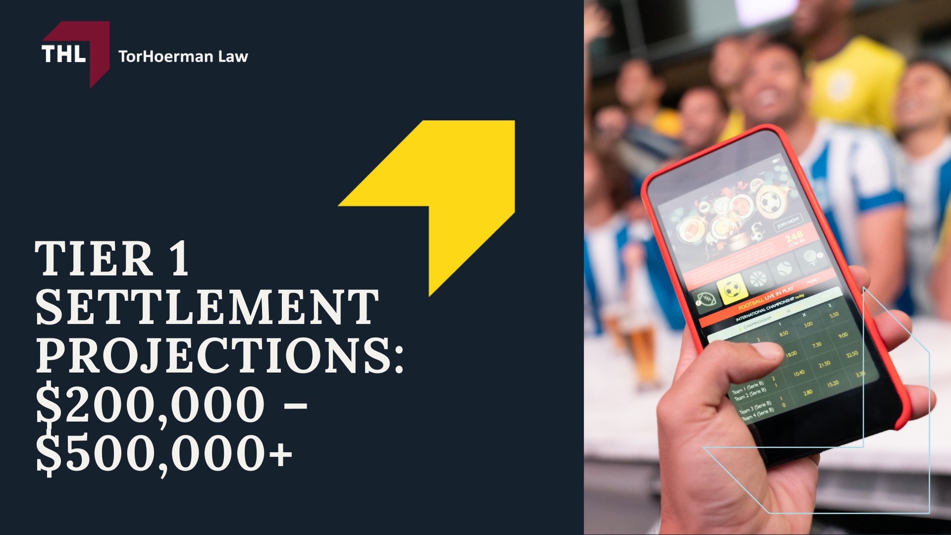 Gambling Addiction Settlement Amounts - Projected Settlement Ranges Gambling Addiction Lawsuit Claims - torhoerman law; Gambling Addiction Settlement Amounts - Tier 1 Settlement Projections $200,000 – $500,000+ - torhoerman law