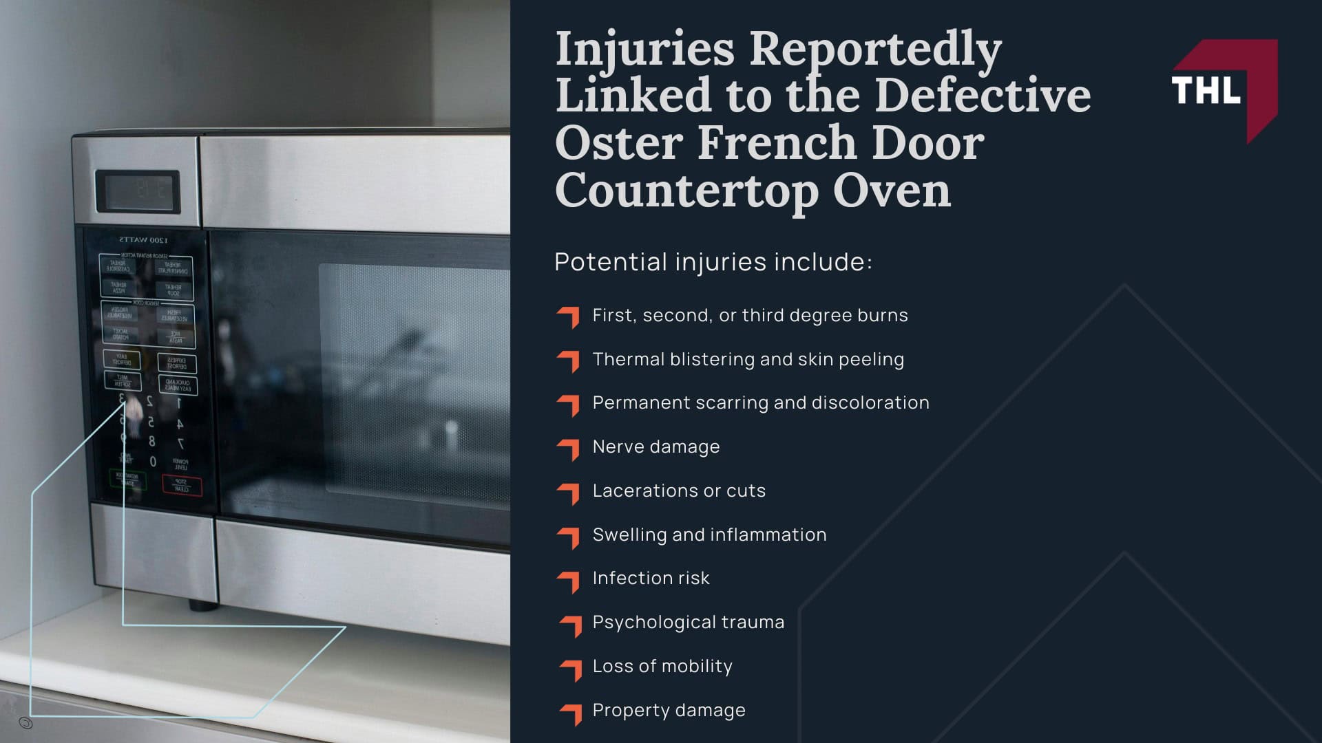Oster Oven Recall Lawsuit - Oster Oven Recall Overview; Oster Oven Recall Lawsuit - Recalled Oster Countertop Ovens Models and Product Details - torhoerman law; Oster Oven Recall Lawsuit - What Sunbeam Products Inc. is Doing for the Oster Oven Recall - torhoerman law; Oster Oven Recall Lawsuit - Injuries Reportedly Linked to the Defective Oster French Door Countertop Oven - torhoerman law