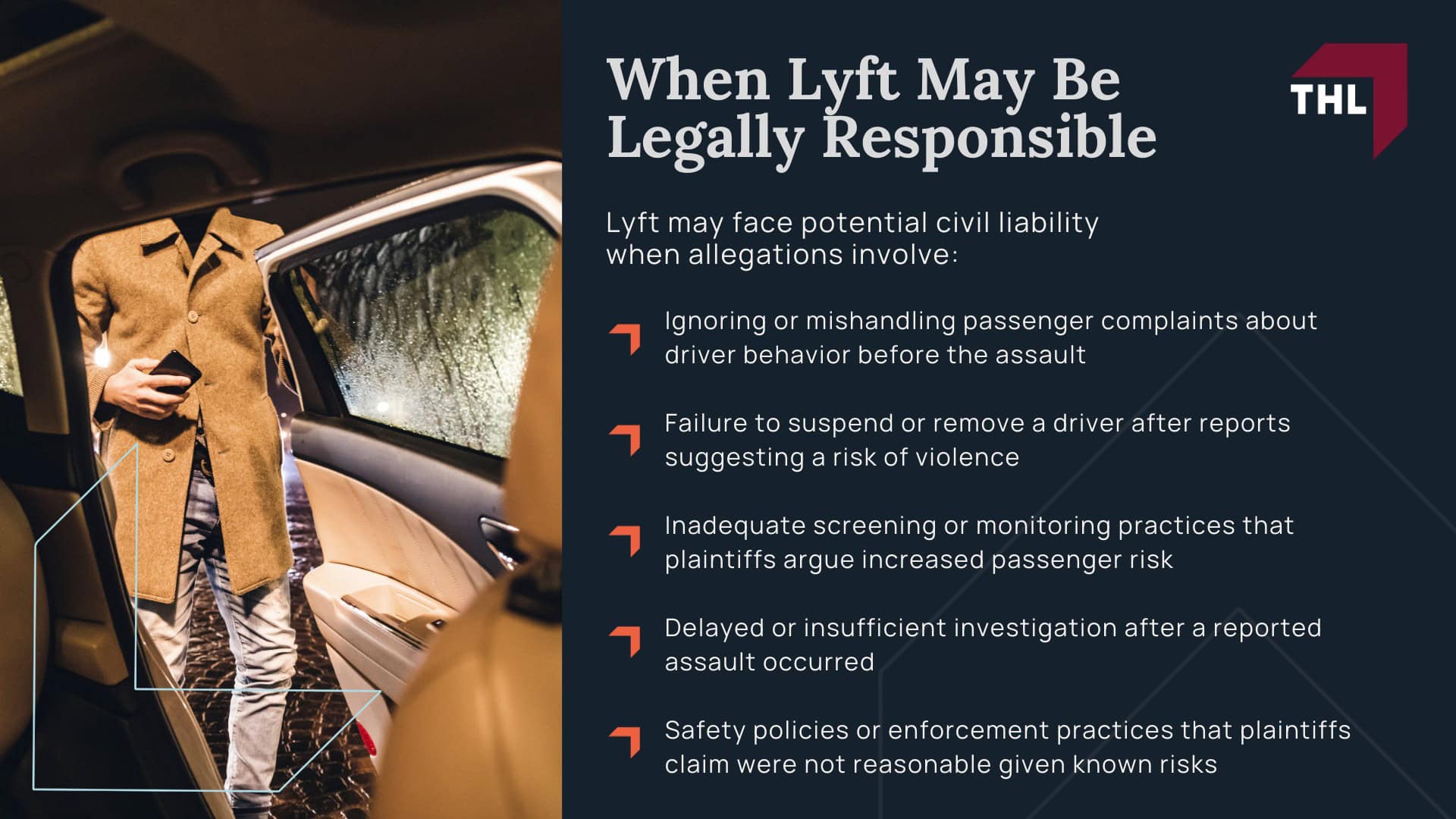 Atlanta Lyft Sexual Assault Lawyer - Lyft Sexual Assault Lawsuits Overview - torhoerman law; Atlanta Lyft Sexual Assault Lawyer - The Uber Comparison Uber Technologies Passenger Sexual Assault Litigation - torhoerman law; Atlanta Lyft Sexual Assault Lawyer - Lyft Safety Measures Overview & Background - torhoerman law; Atlanta Lyft Sexual Assault Lawyer - Can You Sue Lyft After a Sexual Assault in Atlanta - torhoerman law; Atlanta Lyft Sexual Assault Lawyer - Criminal Convictions vs. Civil Lawsuit Claims for Sexual Assault - torhoerman law; Atlanta Lyft Sexual Assault Lawyer - When Lyft May Be Legally Responsible - torhoerman law