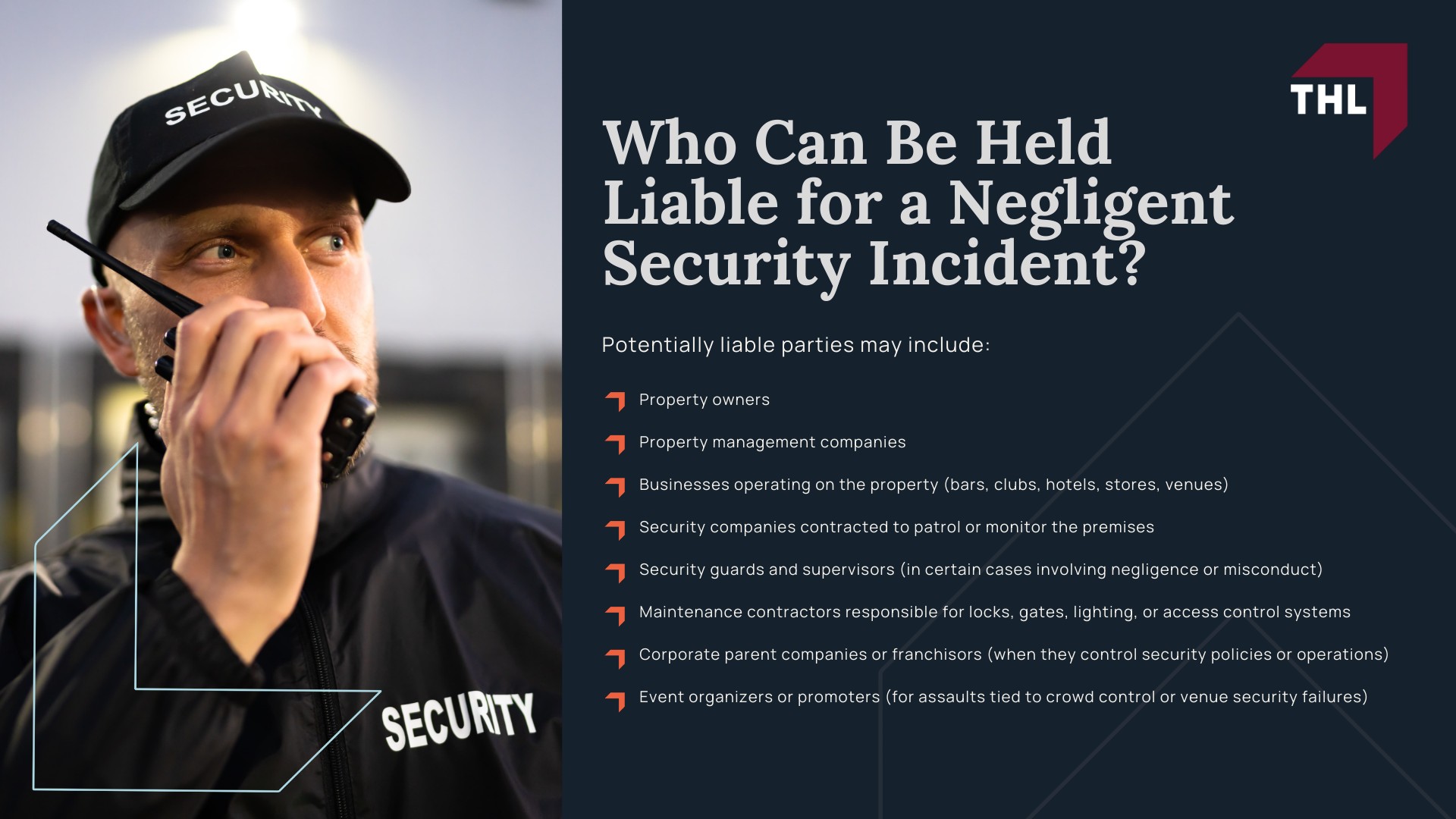 Edwardsville Negligent Security Lawyer - What Is Negligent Security in Illinois - torhoerman law; Negligent Security vs. Premises Liability for Unsafe Conditions; Edwardsville Negligent Security Lawyer - What Types of Incidents Lead to Negligent Security Claims in Edwardsville - torhoerman law; Edwardsville Negligent Security Lawyer - Common Negligent Security Injuries - torhoerman law; Edwardsville Negligent Security Lawyer - What Is Considered Inadequate Security - torhoerman law; Edwardsville Negligent Security Lawyer - What To Do After an Assault or Attack on Someone Else’s Property - torhoerman law; Edwardsville Negligent Security Lawyer - Do You Qualify for a Negligent Security Lawsuit - torhoerman law; Edwardsville Negligent Security Lawyer - Gathering Evidence for a Negligent Security Claim - torhoerman law; Edwardsville Negligent Security Lawyer - Damages in Negligent Security Claims - torhoerman law; Edwardsville Negligent Security Lawyer - Who Can Be Held Liable for a Negligent Security Incident - torhoerman law