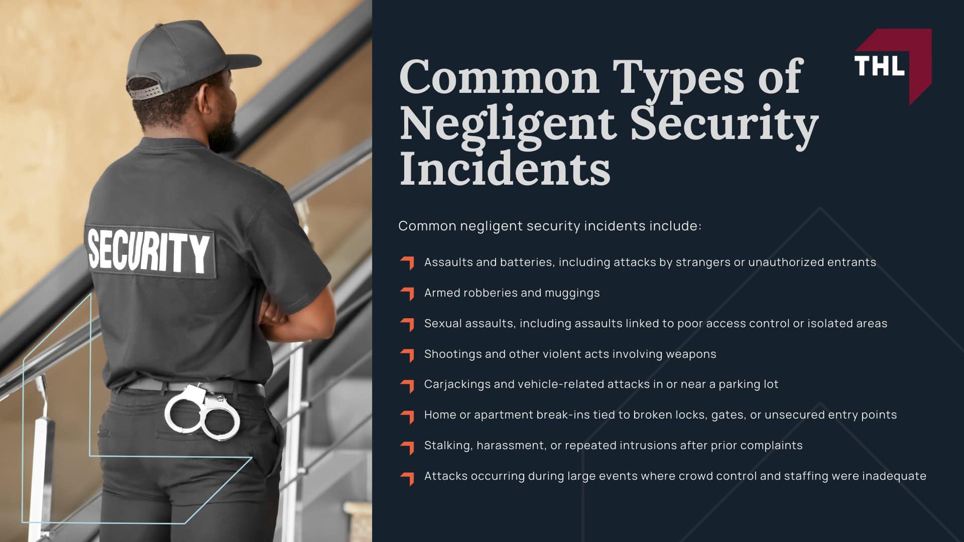 Negligent Security Lawsuit Guide - What is Negligent Security - torhoerman law; Negligent Security Lawsuit Guide - Who Can Be Held Liable in a Negligent Security Claim - torhoerman law; Negligent Security Lawsuit Guide - What Is Considered Inadequate or Negligent Security - torhoerman law; Negligent Security Lawsuit Guide - Negligent Security vs. General Premises Liability - torhoerman law; Negligent Security Lawsuit Guide - When Does a Negligent Security Incident Become a Legal Claim - torhoerman law; Negligent Security Lawsuit Guide - How is Foreseeability Determined in a Negligent Security Lawsuit - torhoerman law; Negligent Security Lawsuit Guide - Common Types of Negligent Security Incidents - torhoerman law