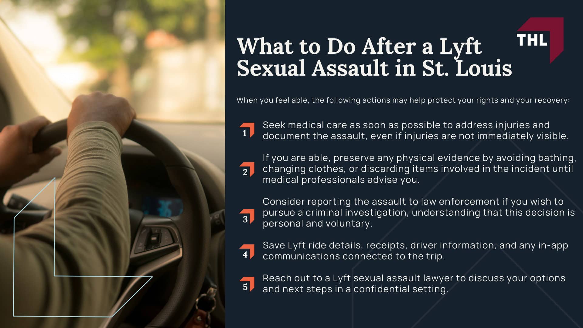 St Louis Lyft Sexual Assault Lawyer - Lyft Sexual Assault Lawsuits Overview - torhoerman law; St Louis Lyft Sexual Assault Lawyer - Lyft Sexual Assault Claims Are Being Filed Nationwide - torhoerman law; St Louis Lyft Sexual Assault Lawyer - Lyft Safety Measures Overview & Background - torhoerman law; St Louis Lyft Sexual Assault Lawyer - Can You Sue Lyft After a Sexual Assault in St. Louis - torhoerman law; St Louis Lyft Sexual Assault Lawyer - When Lyft May Be Legally Responsible - torhoerman law; St Louis Lyft Sexual Assault Lawyer - Criminal Convictions vs. Civil Lawsuits for Sexual Assault - torhoerman law; St Louis Lyft Sexual Assault Lawyer - Missouri Laws on Sexual Assault Civil Lawsuits - torhoerman law; St Louis Lyft Sexual Assault Lawyer - Confidentiality, Anonymity, and Protecting a Survivor’s Privacy - torhoerman law; St Louis Lyft Sexual Assault Lawyer - Common Allegations in Lyft Sexual Assault Lawsuits - torhoerman law; St Louis Lyft Sexual Assault Lawyer - What to Do After a Lyft Sexual Assault in St. Louis - torhoerman law