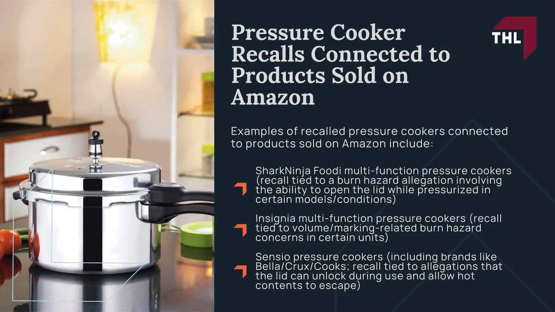 Amazon Pressure Cooker Lawsuit - Amazon Pressure Cooker Lawsuit Overview - torhoerman law; Amazon Pressure Cooker Lawsuit - Pressure Cookers Sold on Amazon How the Sales Channel Works - torhoerman law; Amazon Pressure Cooker Lawsuit - Pressure Cooker Recalls Connected to Products Sold on Amazon - torhoerman law